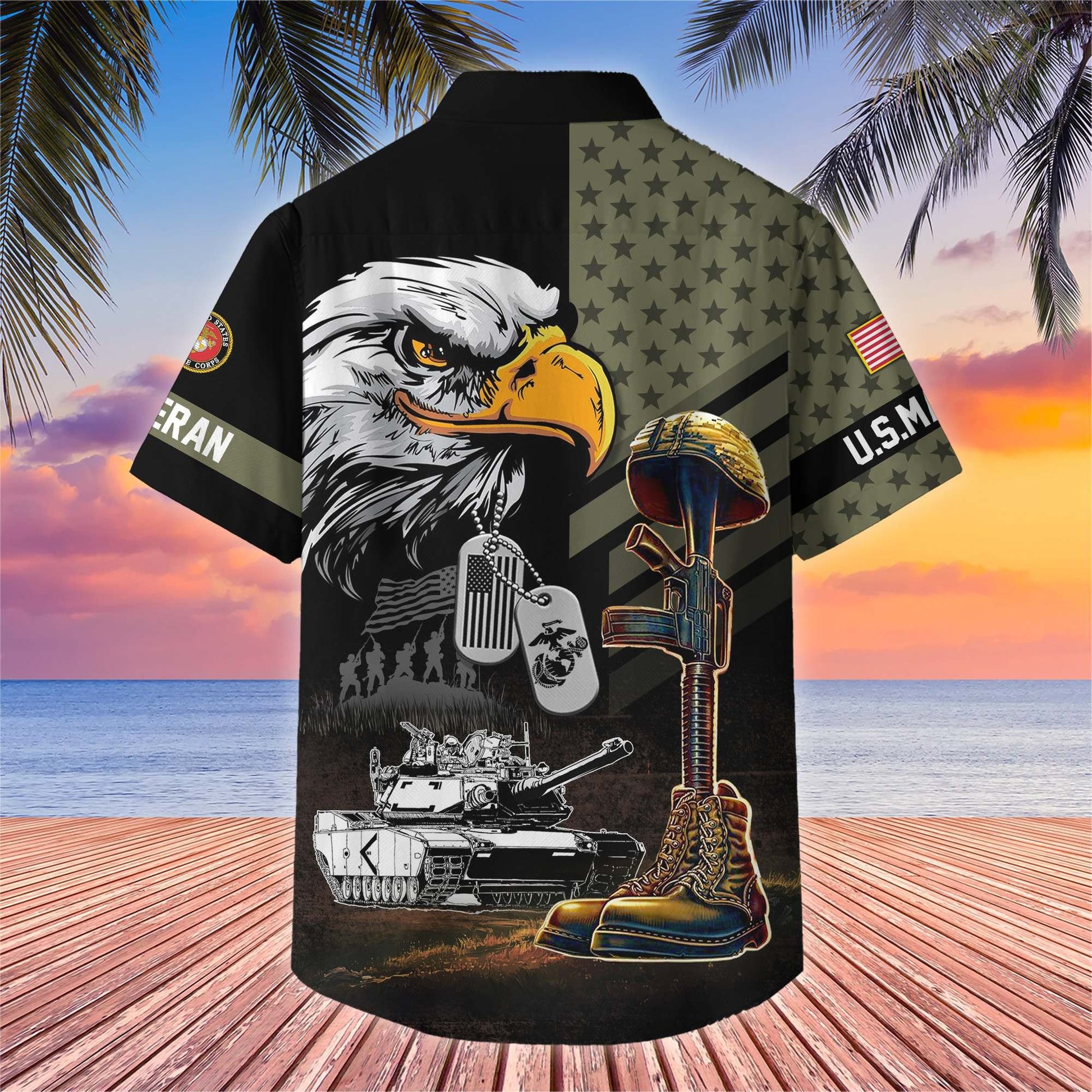 Premium US Veterans Hawaiian Shirt BPHN230512, Gifts For US Veterans, Gifts On Father's Day, Armed Forces Day, Veterans Day.