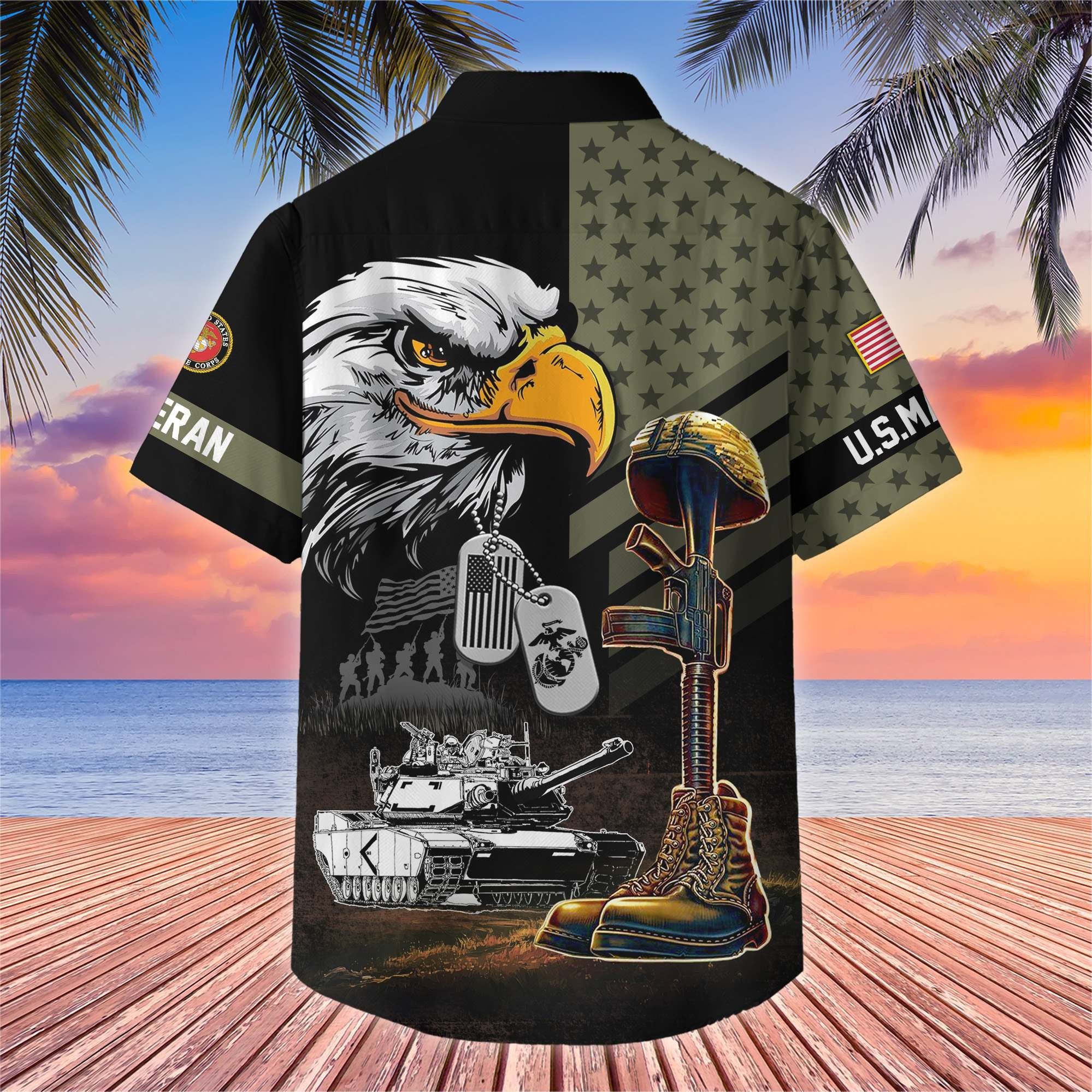 Premium US Veterans Hawaiian Shirt BPHN230512, Gifts For US Veterans, Gifts On Father's Day, Armed Forces Day, Veterans Day.