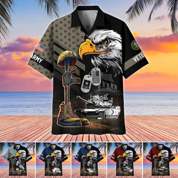 Premium US Veterans Hawaiian Shirt BPHN230512, Gifts For US Veterans, Gifts On Father's Day, Armed Forces Day, Veterans Day.