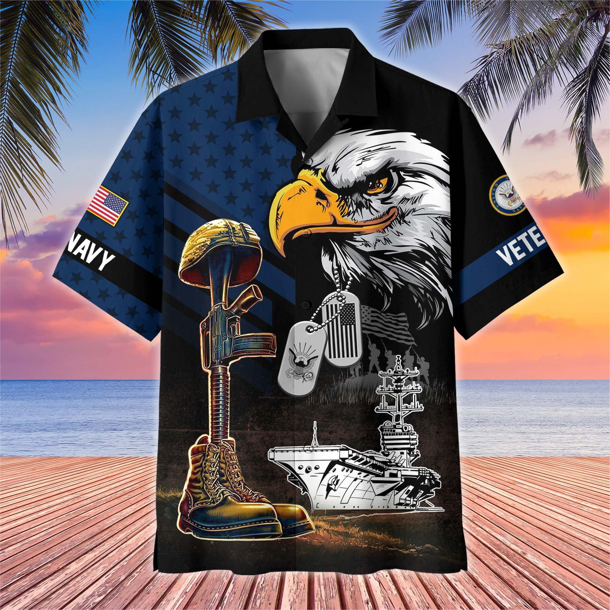 Premium US Veterans Hawaiian Shirt BPHN230512, Gifts For US Veterans, Gifts On Father's Day, Armed Forces Day, Veterans Day.