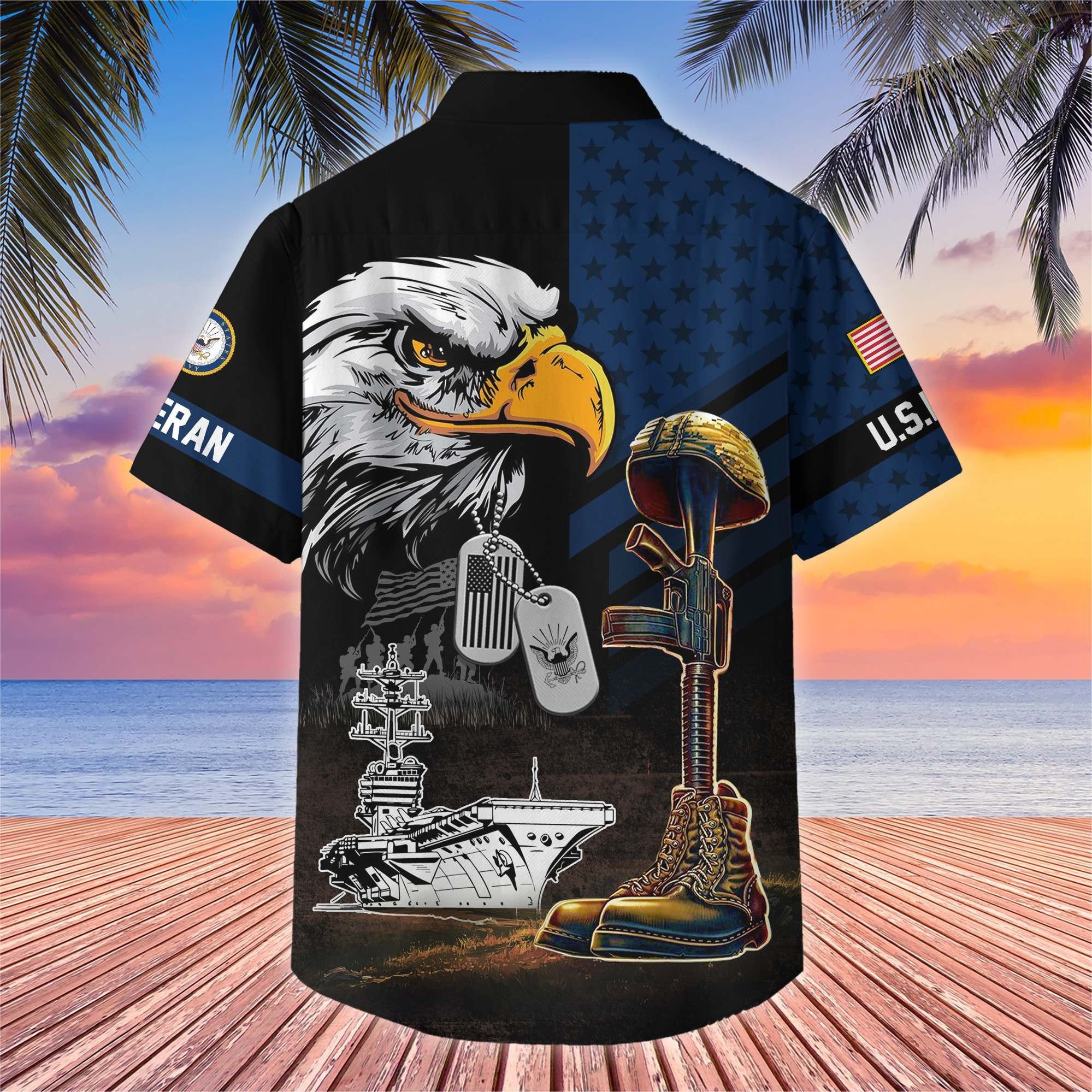 Premium US Veterans Hawaiian Shirt BPHN230512, Gifts For US Veterans, Gifts On Father's Day, Armed Forces Day, Veterans Day.