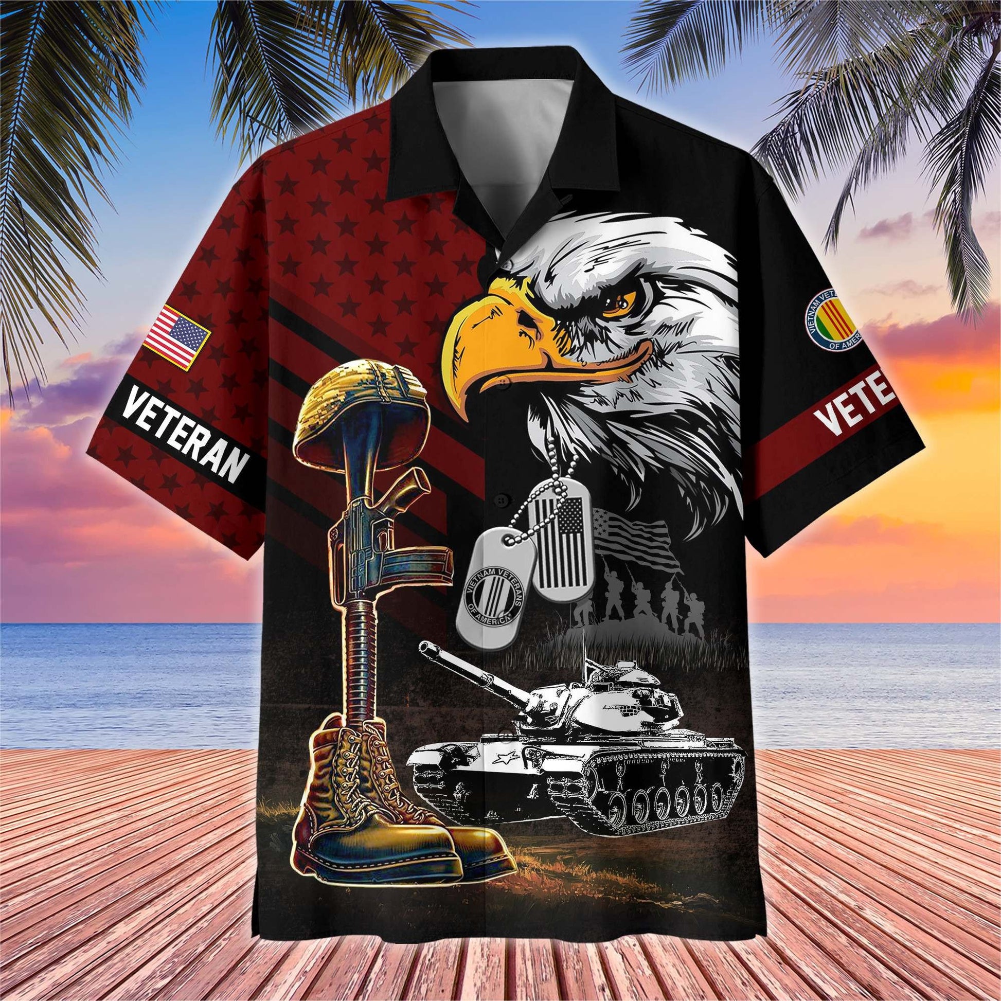 Premium US Veterans Hawaiian Shirt BPHN230512, Gifts For US Veterans, Gifts On Father's Day, Armed Forces Day, Veterans Day.