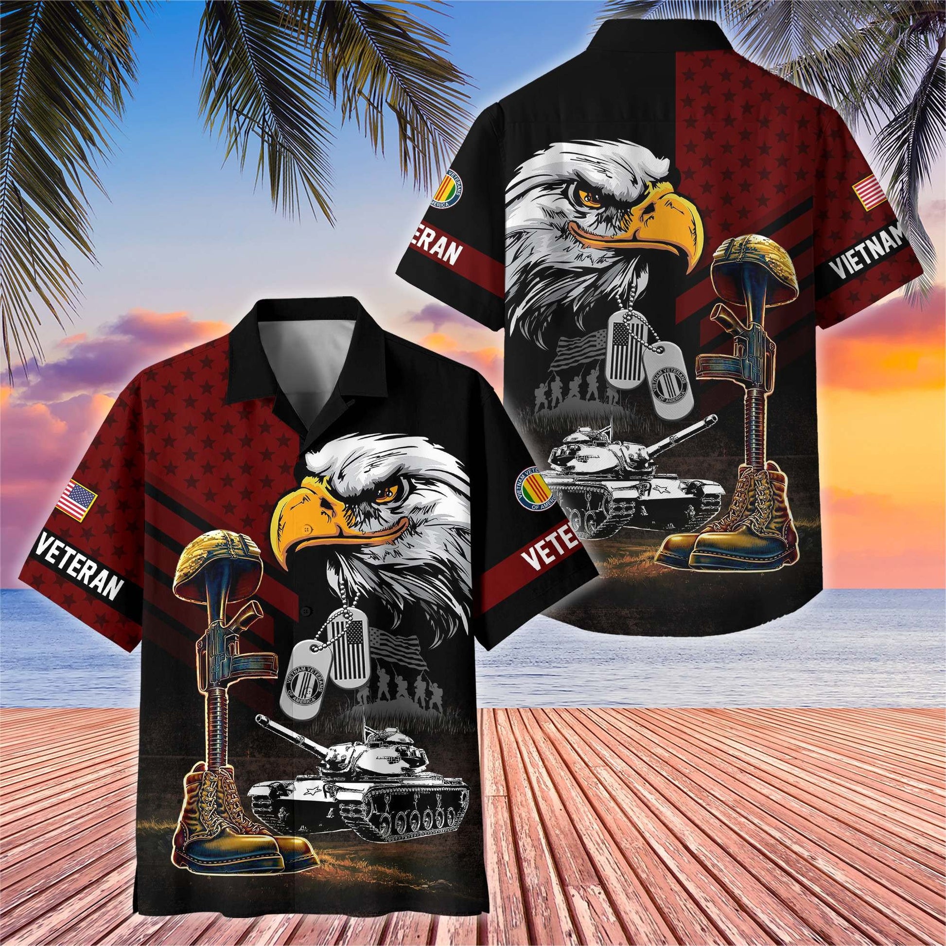 Premium US Veterans Hawaiian Shirt BPHN230512, Gifts For US Veterans, Gifts On Father's Day, Armed Forces Day, Veterans Day.