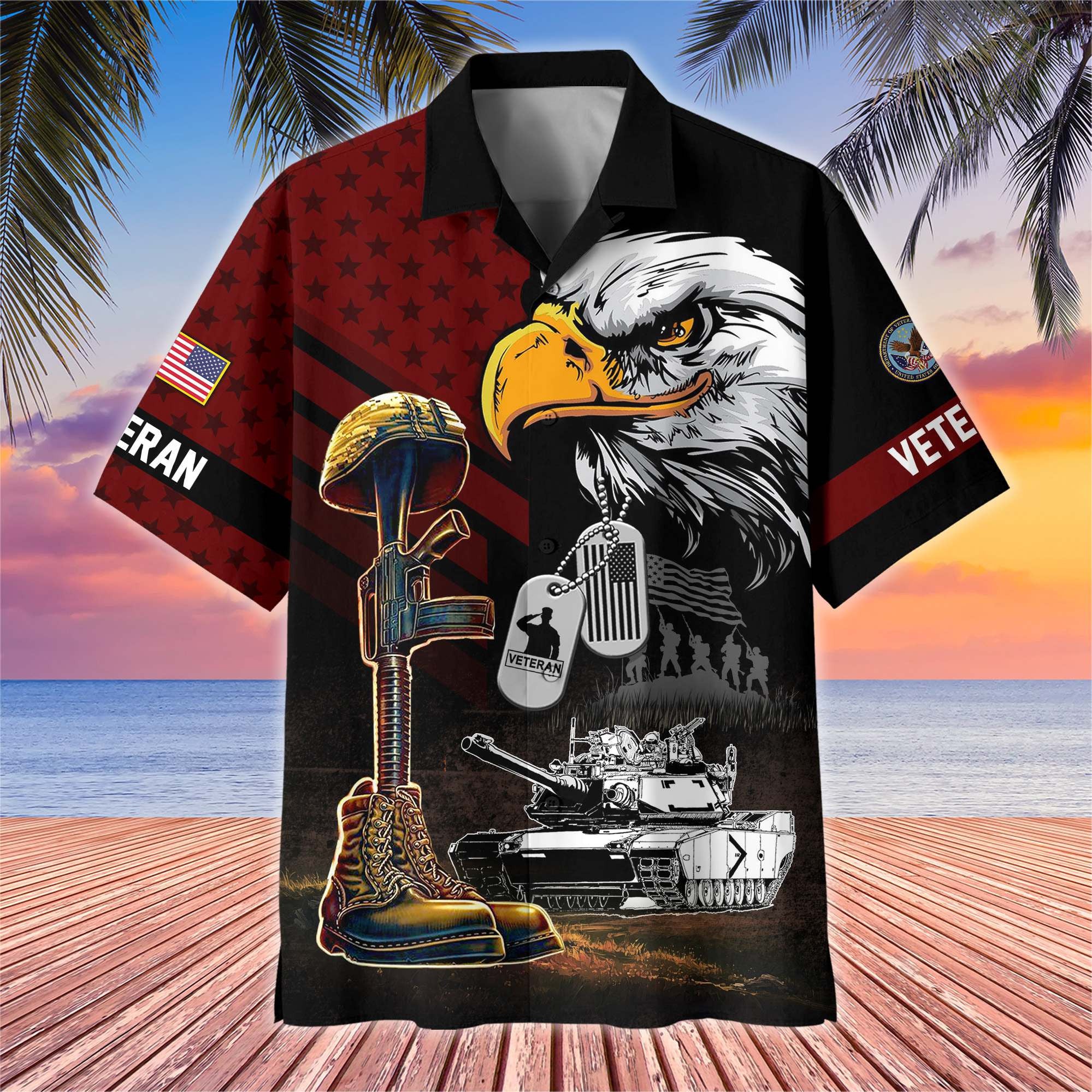 Premium US Veterans Hawaiian Shirt BPHN230512, Gifts For US Veterans, Gifts On Father's Day, Armed Forces Day, Veterans Day.