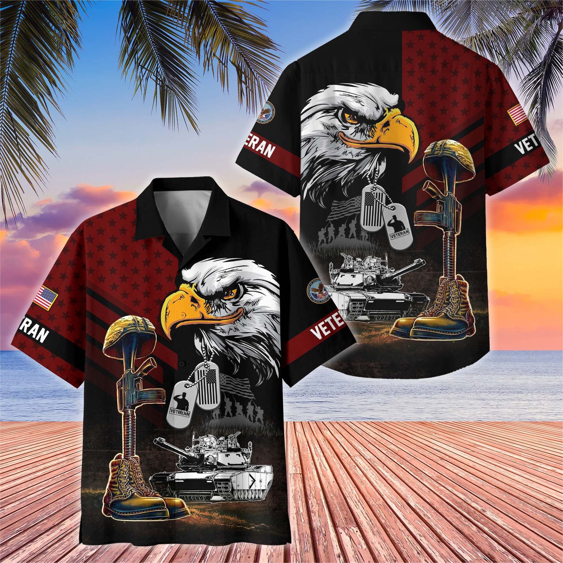 Premium US Veterans Hawaiian Shirt BPHN230512, Gifts For US Veterans, Gifts On Father's Day, Armed Forces Day, Veterans Day.