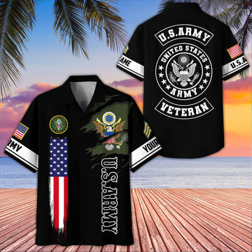 Unique Custom Name, Rank, US Army Hawaiian Shirt VPVC407201, Gifts For Army Veteran, Best Gifts On Father's Day, Independence Day, Veterans Day.