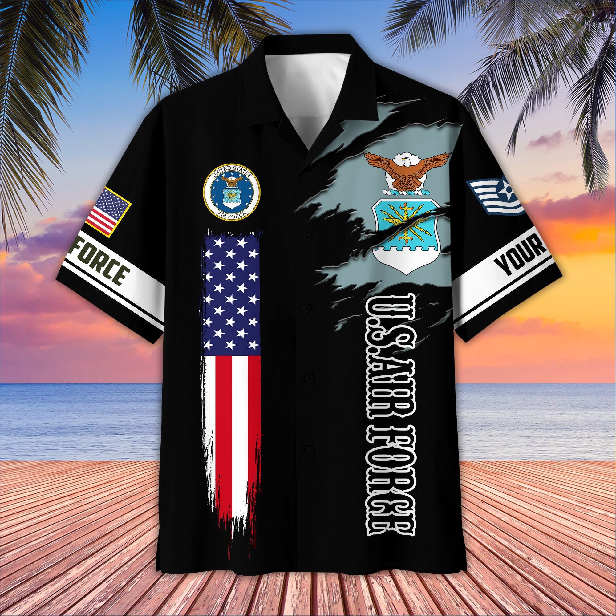 Unique Custom Name, Rank, USAF Hawaiian Shirt VPVC407204, Gifts For Air Force Veteran, Best Gifts On Father's Day, Independence Day, Veterans Day.