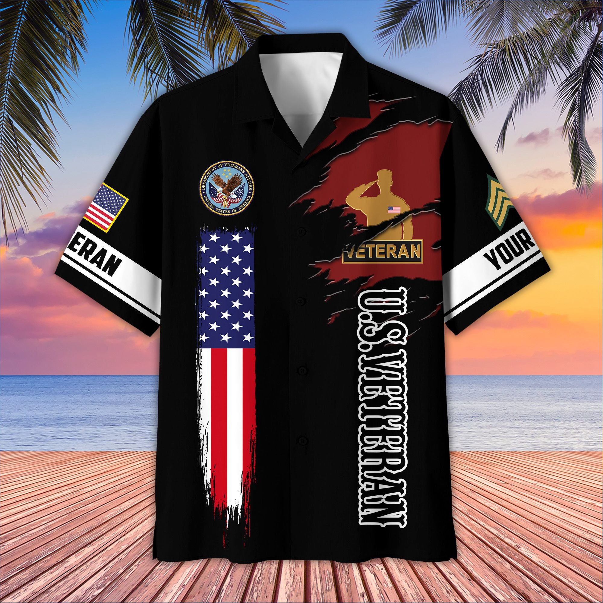 Unique Custom Name, Rank, US Veteran Hawaiian Shirt VPVC407207, Gifts For US Veteran, Best Gifts On Father's Day, Independence Day, Veterans Day.