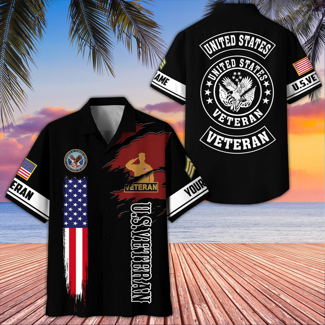 Unique Custom Name, Rank, US Veteran Hawaiian Shirt VPVC407207, Gifts For US Veteran, Best Gifts On Father's Day, Independence Day, Veterans Day.