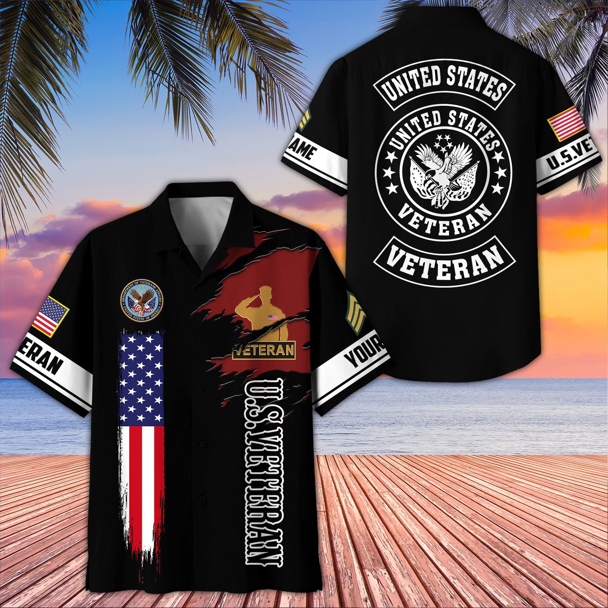 Unique Custom Name, Rank, US Veteran Hawaiian Shirt VPVC407207, Gifts For US Veteran, Best Gifts On Father's Day, Independence Day, Veterans Day.