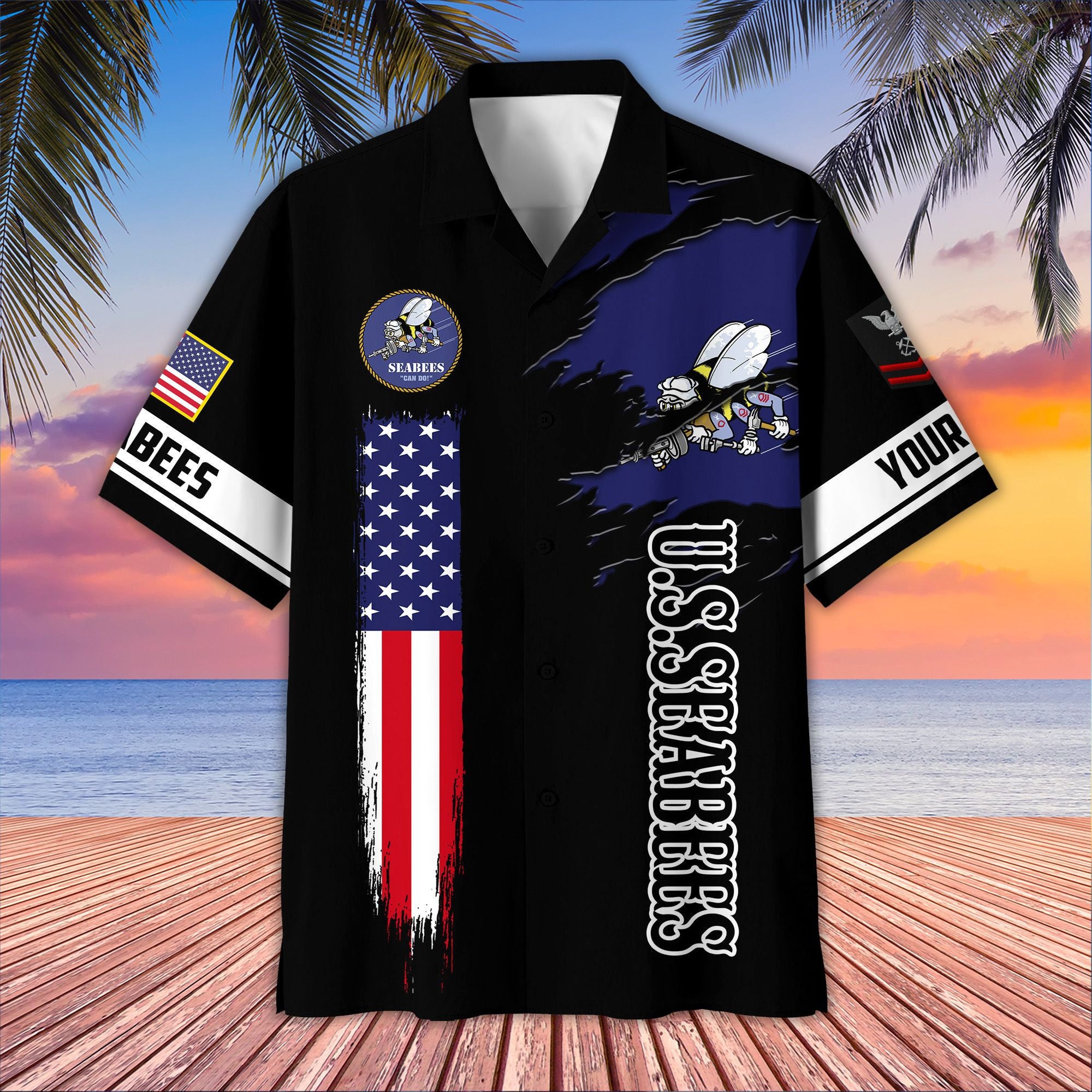 Unique Custom Name, Rank, US Seabees Hawaiian Shirt VPVC407209, Gifts For US Seabees, Best Gifts On Father's Day, Independence Day, Veterans Day.