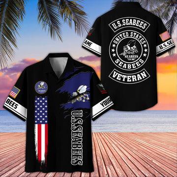Unique Custom Name, Rank, US Seabees Hawaiian Shirt VPVC407209, Gifts For US Seabees, Best Gifts On Father's Day, Independence Day, Veterans Day.