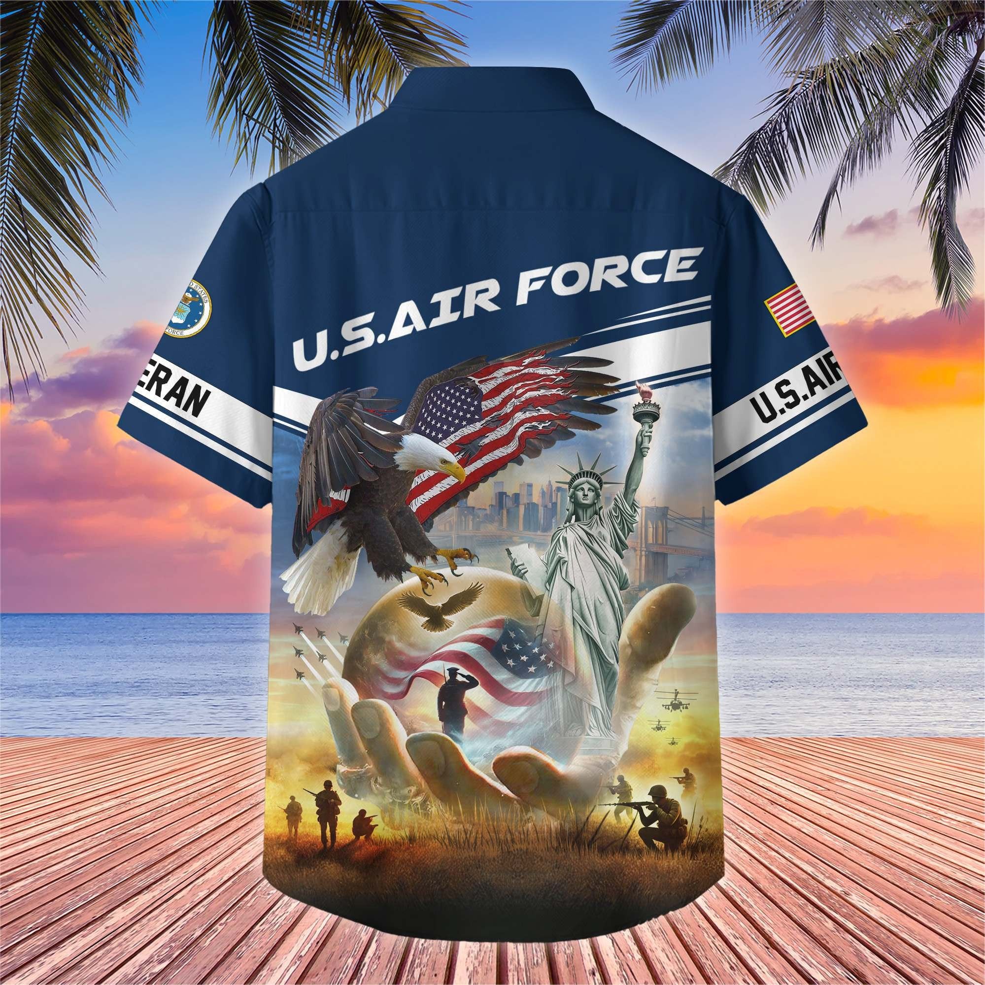 Premium US Veterans Hawaiian Shirt BPHN230513, Gifts For US Veterans, Gifts On Father's Day, Armed Forces Day, Veterans Day.