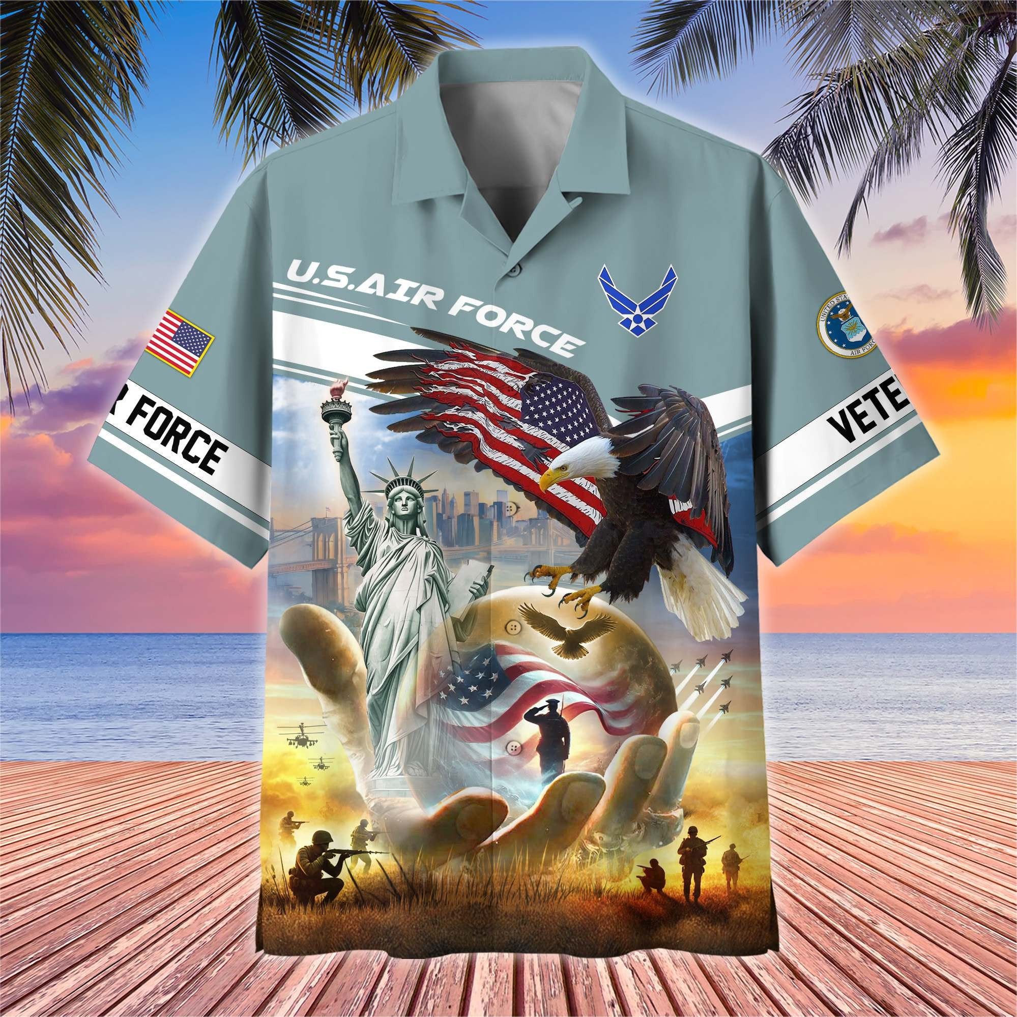 Premium US Veterans Hawaiian Shirt BPHN230513, Gifts For US Veterans, Gifts On Father's Day, Armed Forces Day, Veterans Day.