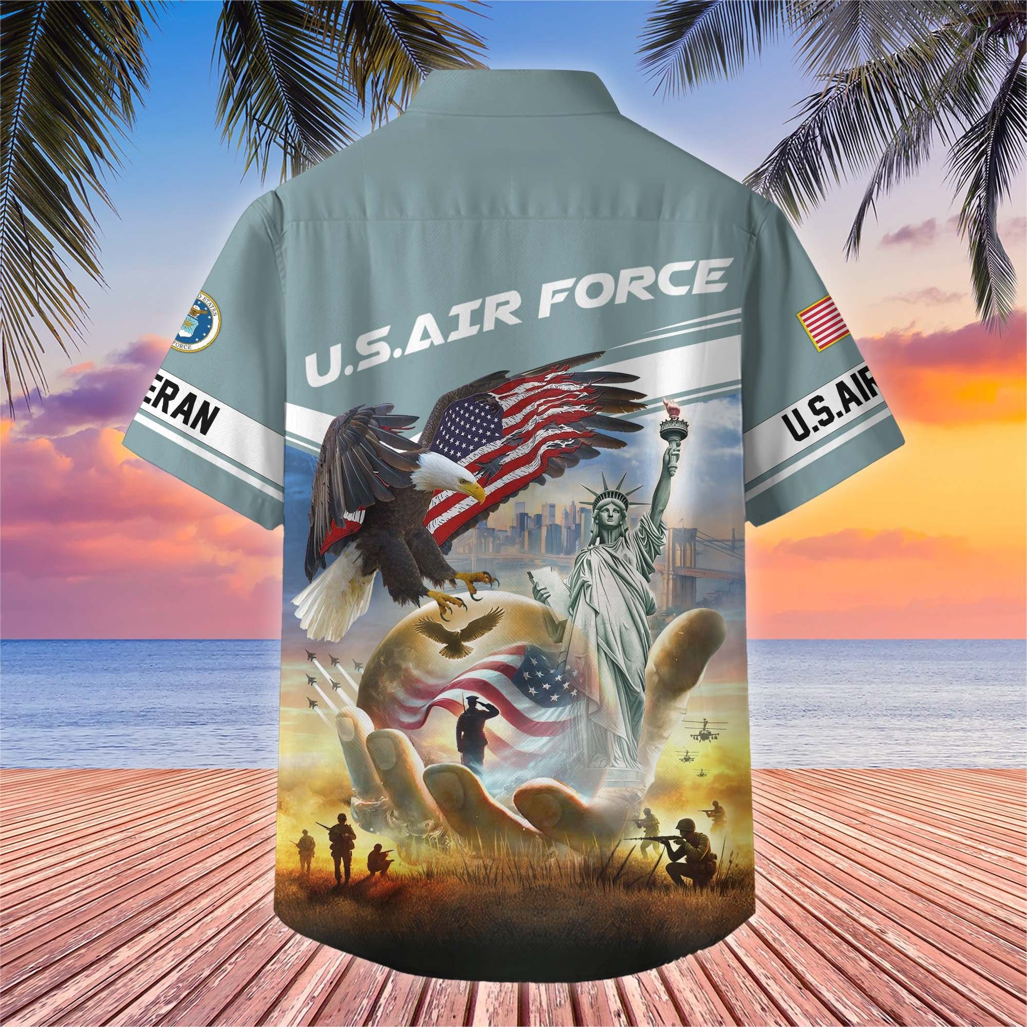 Premium US Veterans Hawaiian Shirt BPHN230513, Gifts For US Veterans, Gifts On Father's Day, Armed Forces Day, Veterans Day.