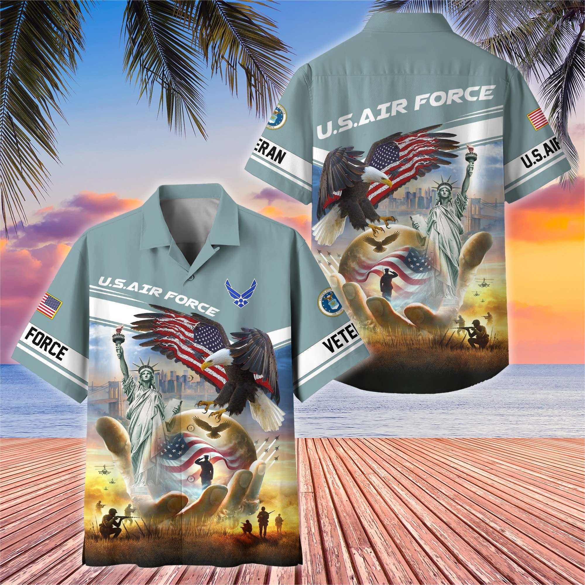 Premium US Veterans Hawaiian Shirt BPHN230513, Gifts For US Veterans, Gifts On Father's Day, Armed Forces Day, Veterans Day.