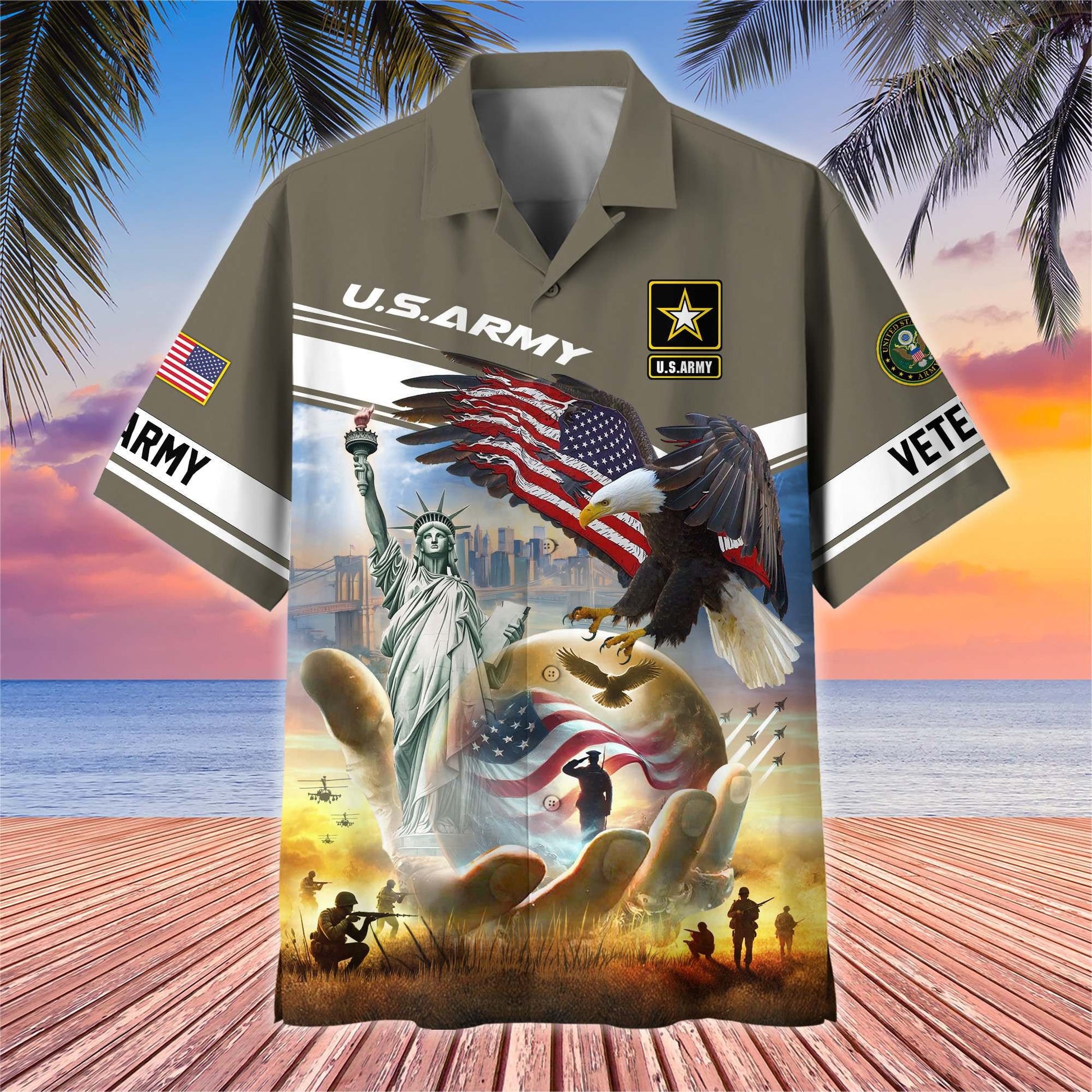 Premium US Veterans Hawaiian Shirt BPHN230513, Gifts For US Veterans, Gifts On Father's Day, Armed Forces Day, Veterans Day.