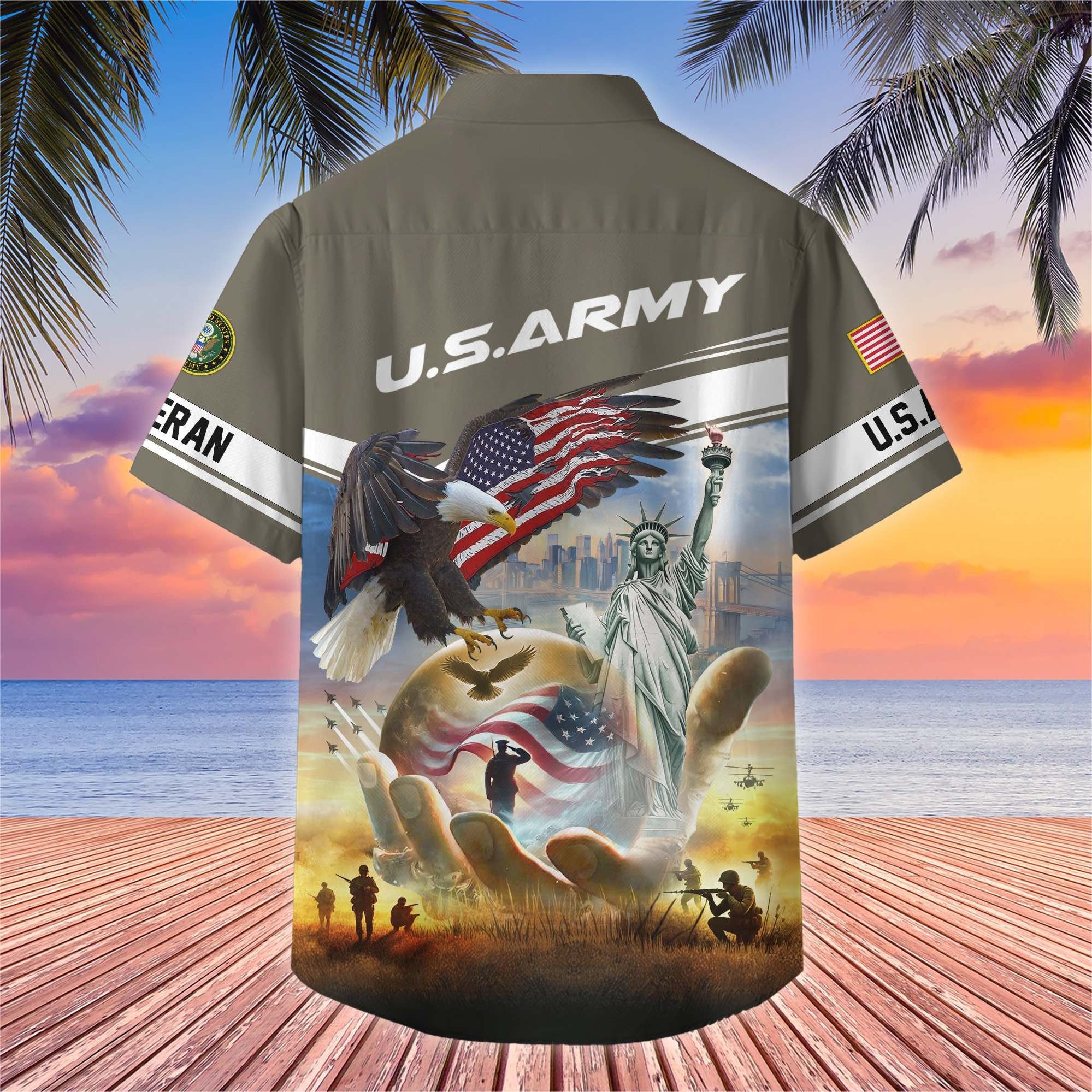 Premium US Veterans Hawaiian Shirt BPHN230513, Gifts For US Veterans, Gifts On Father's Day, Armed Forces Day, Veterans Day.