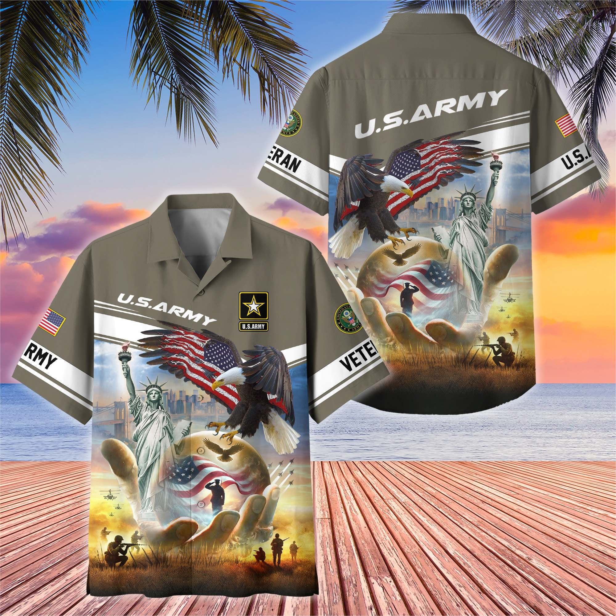 Premium US Veterans Hawaiian Shirt BPHN230513, Gifts For US Veterans, Gifts On Father's Day, Armed Forces Day, Veterans Day.
