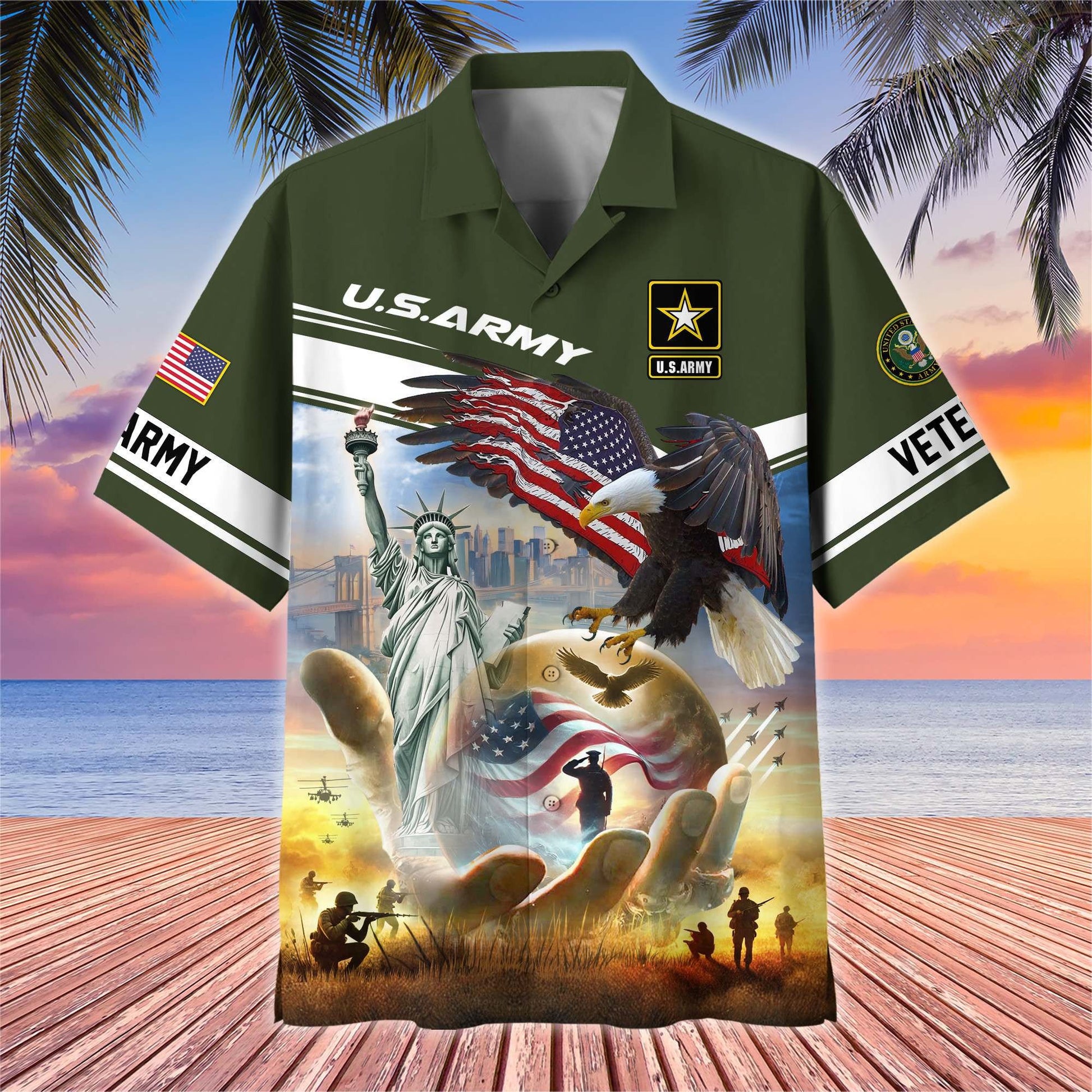 Premium US Veterans Hawaiian Shirt BPHN230513, Gifts For US Veterans, Gifts On Father's Day, Armed Forces Day, Veterans Day.