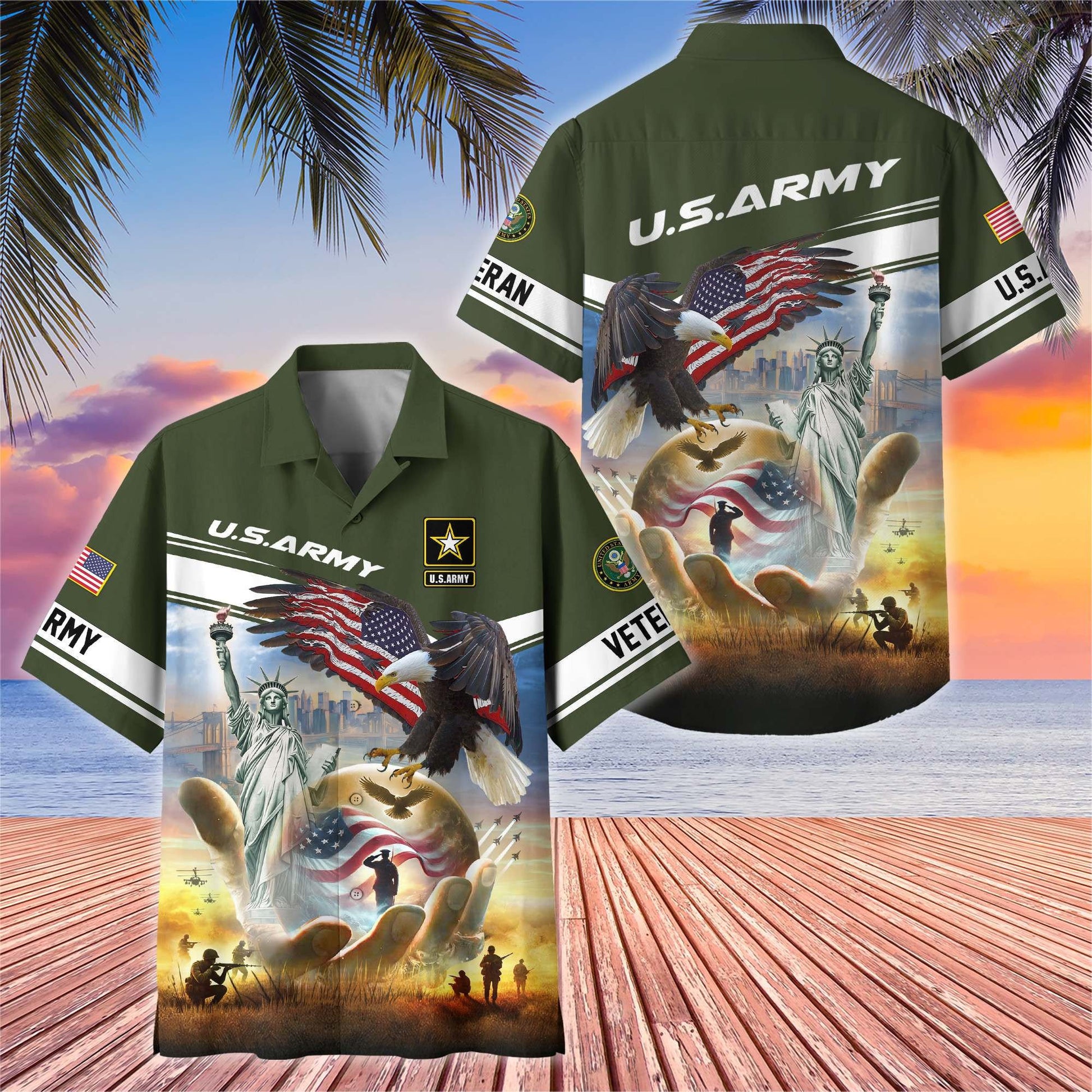 Premium US Veterans Hawaiian Shirt BPHN230513, Gifts For US Veterans, Gifts On Father's Day, Armed Forces Day, Veterans Day.