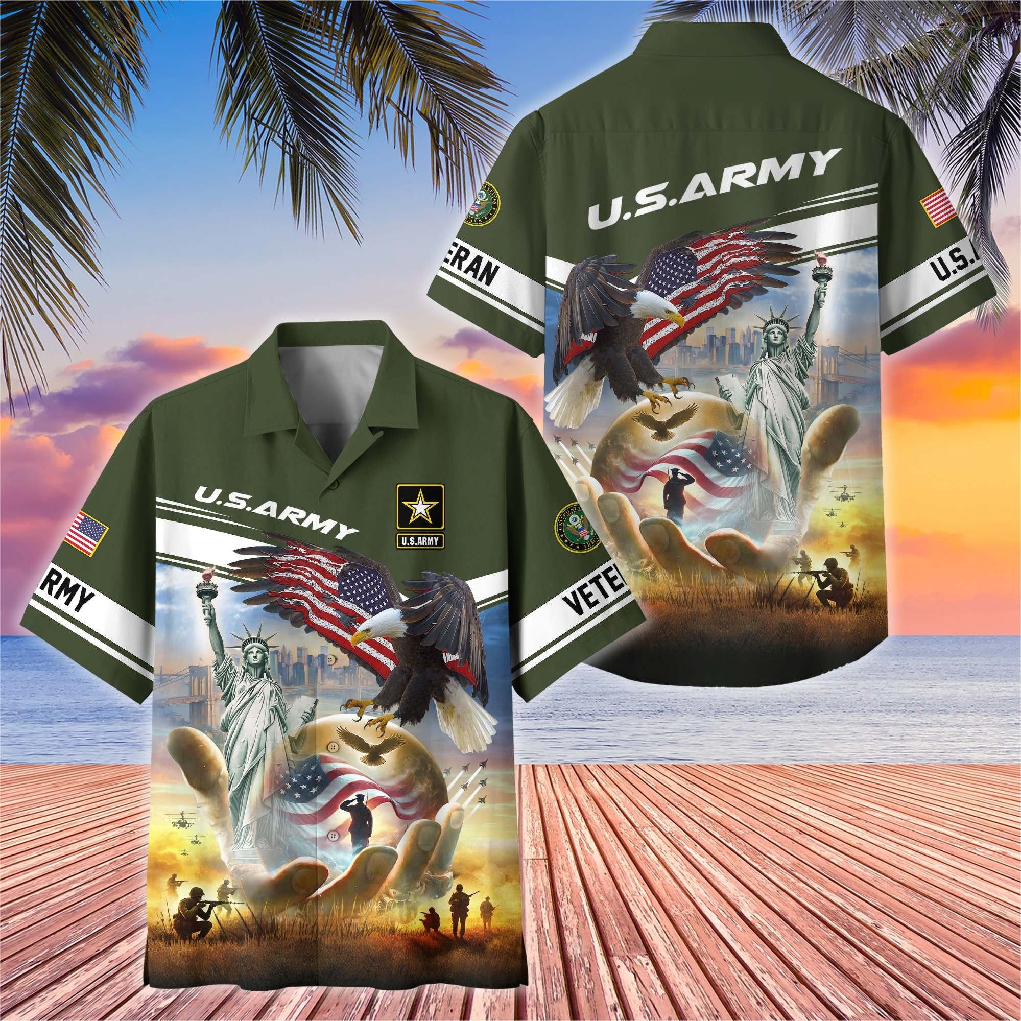 Premium US Veterans Hawaiian Shirt BPHN230513, Gifts For US Veterans, Gifts On Father's Day, Armed Forces Day, Veterans Day.