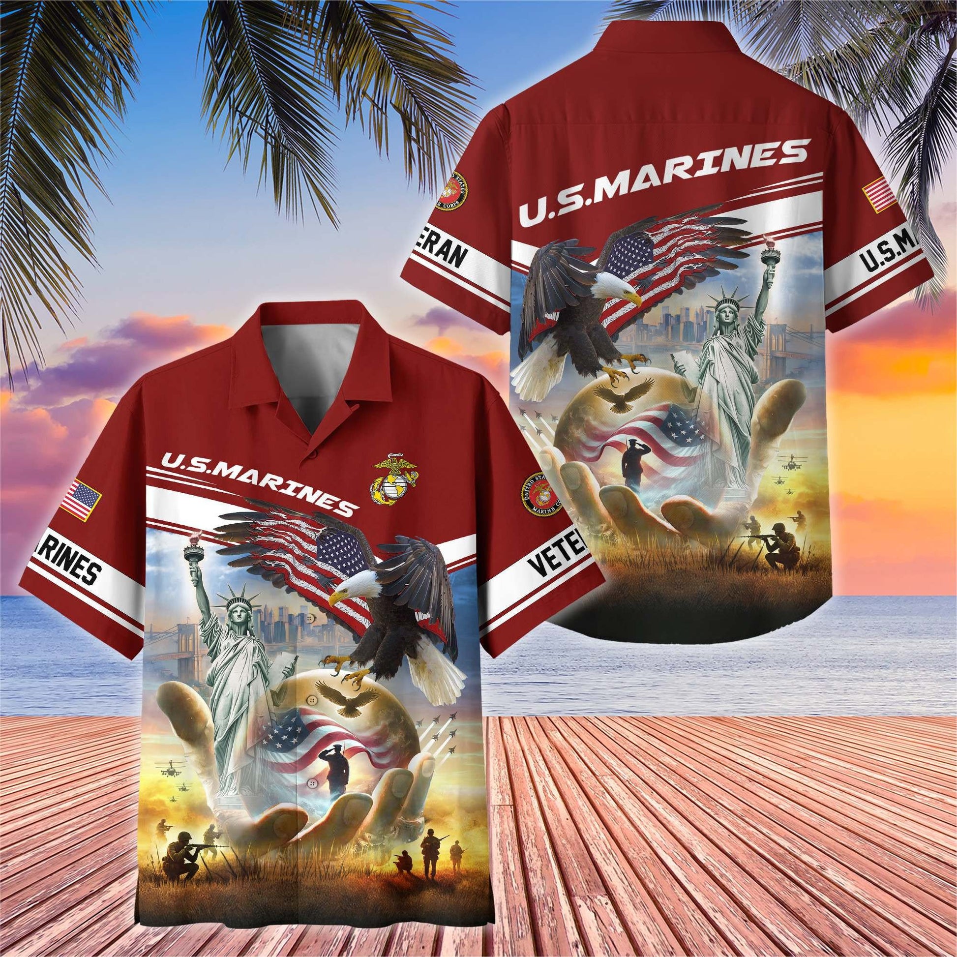 Premium US Veterans Hawaiian Shirt BPHN230513, Gifts For US Veterans, Gifts On Father's Day, Armed Forces Day, Veterans Day.