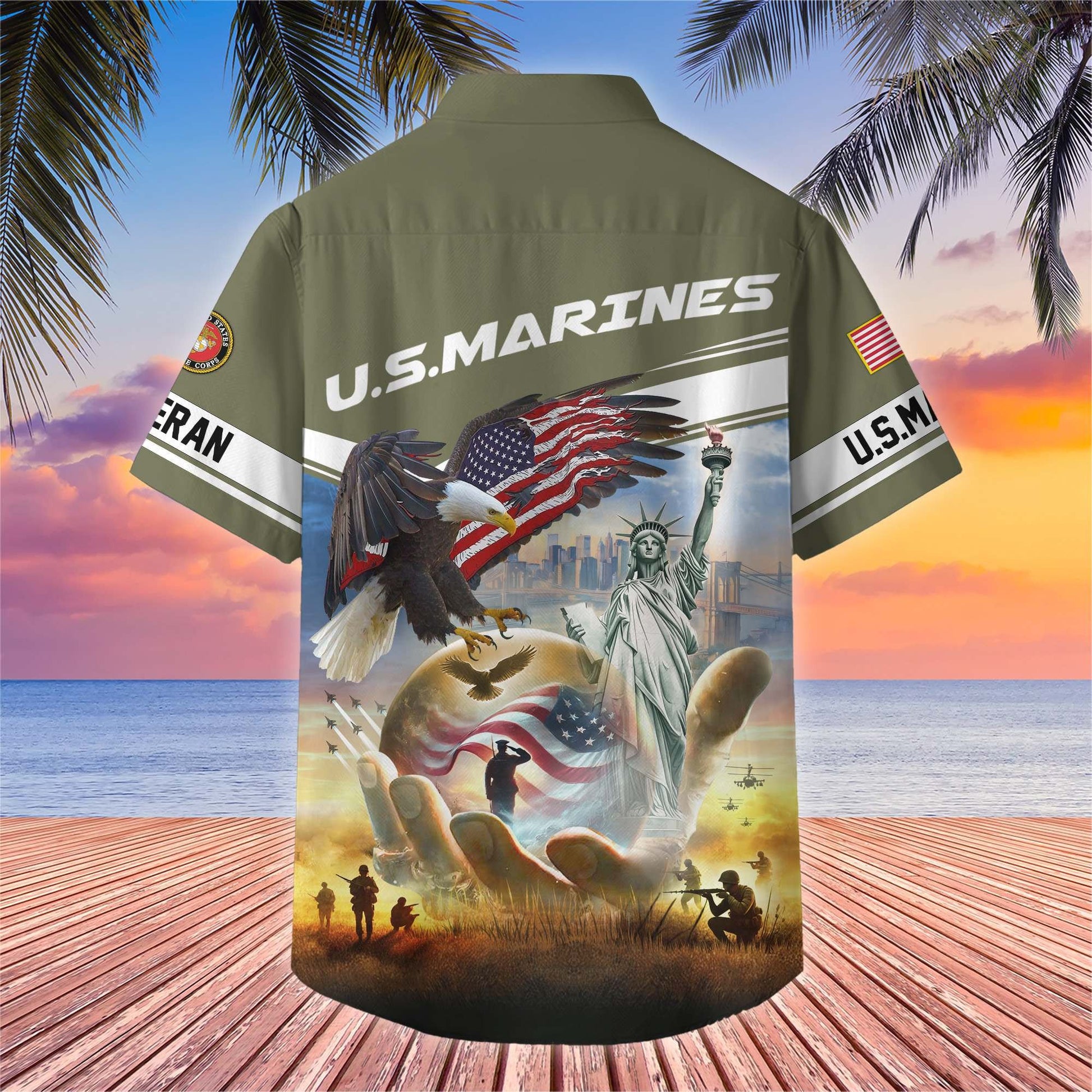 Premium US Veterans Hawaiian Shirt BPHN230513, Gifts For US Veterans, Gifts On Father's Day, Armed Forces Day, Veterans Day.