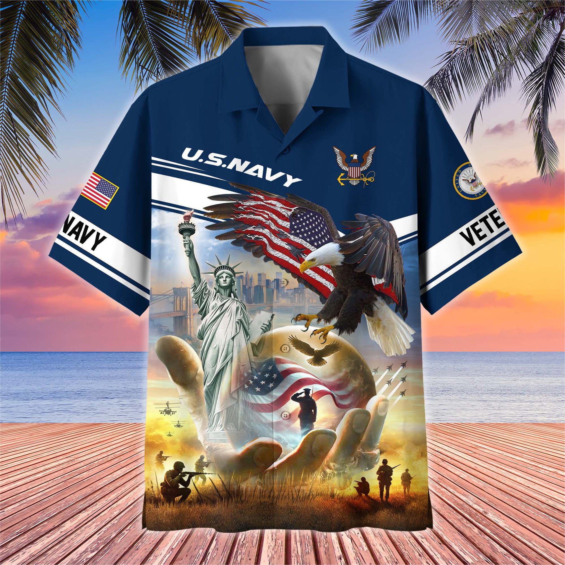 Premium US Veterans Hawaiian Shirt BPHN230513, Gifts For US Veterans, Gifts On Father's Day, Armed Forces Day, Veterans Day.
