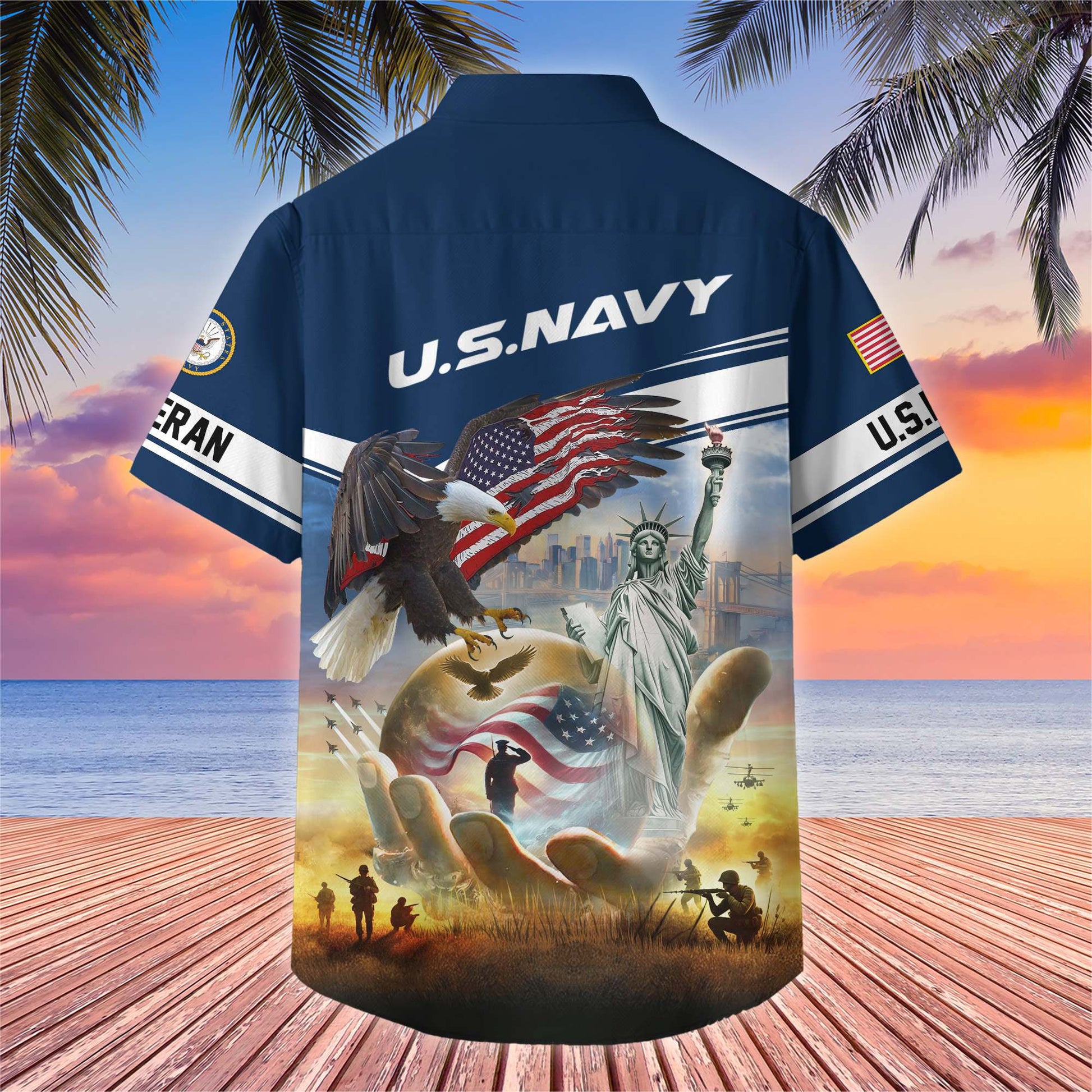 Premium US Veterans Hawaiian Shirt BPHN230513, Gifts For US Veterans, Gifts On Father's Day, Armed Forces Day, Veterans Day.