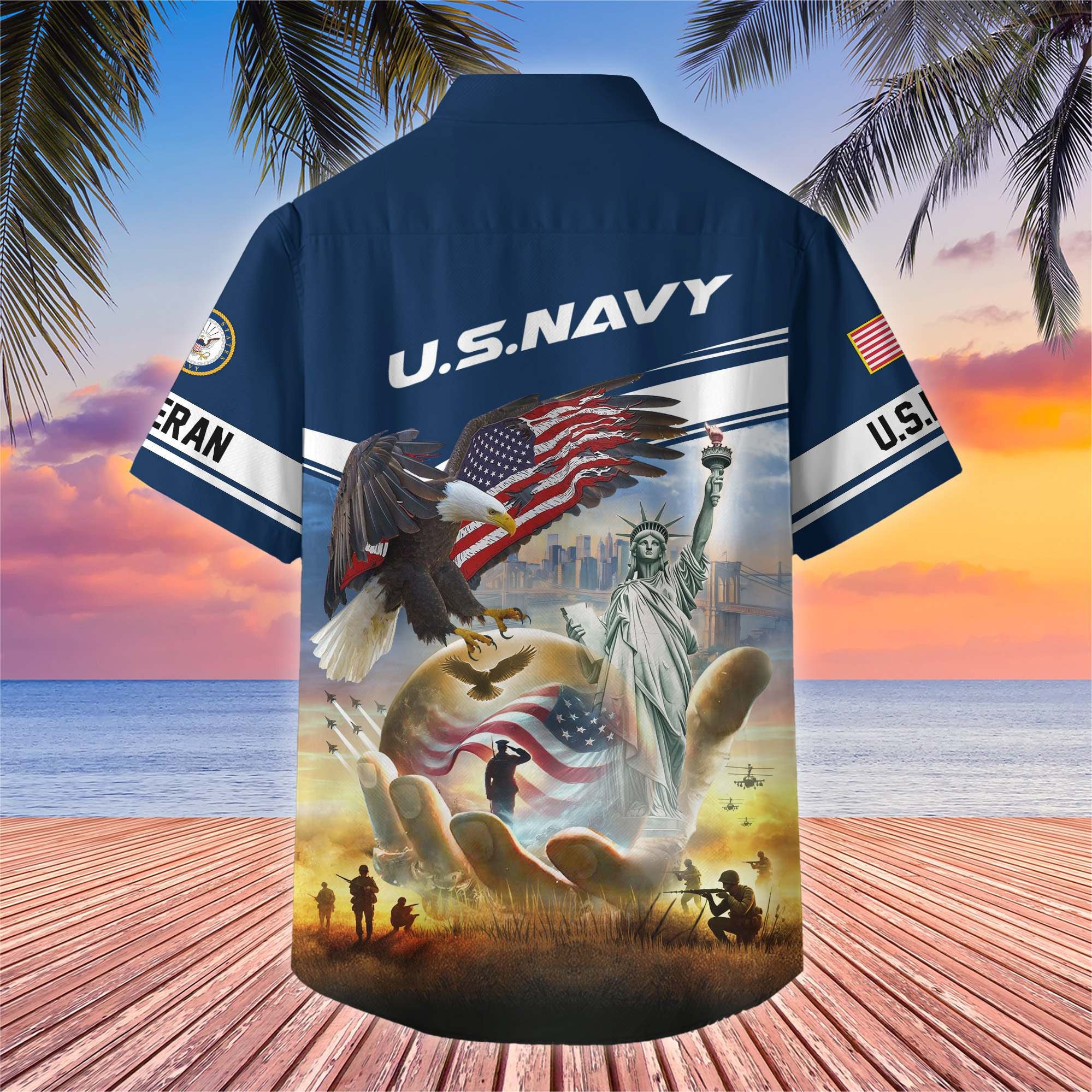 Premium US Veterans Hawaiian Shirt BPHN230513, Gifts For US Veterans, Gifts On Father's Day, Armed Forces Day, Veterans Day.