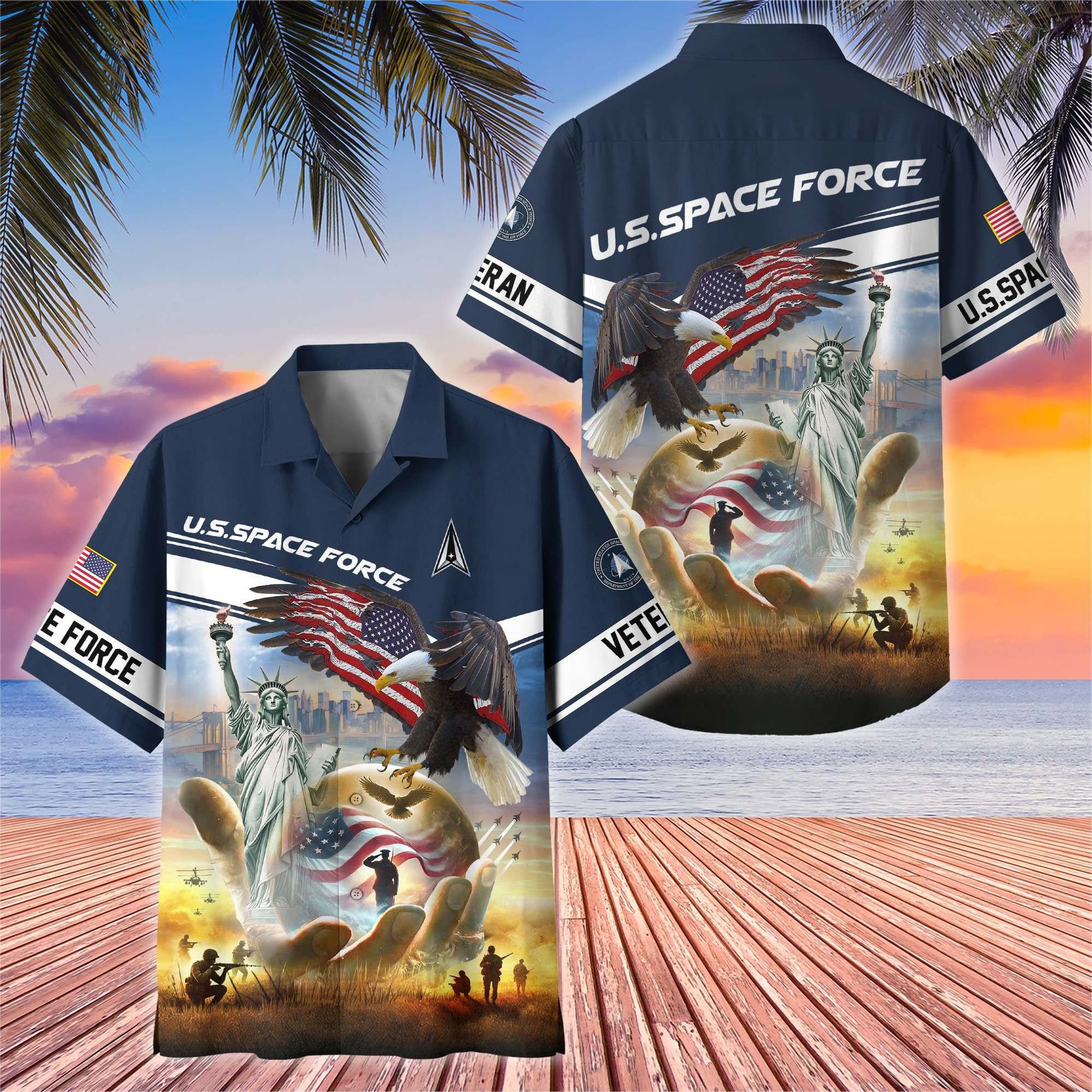 Premium US Veterans Hawaiian Shirt BPHN230513, Gifts For US Veterans, Gifts On Father's Day, Armed Forces Day, Veterans Day.