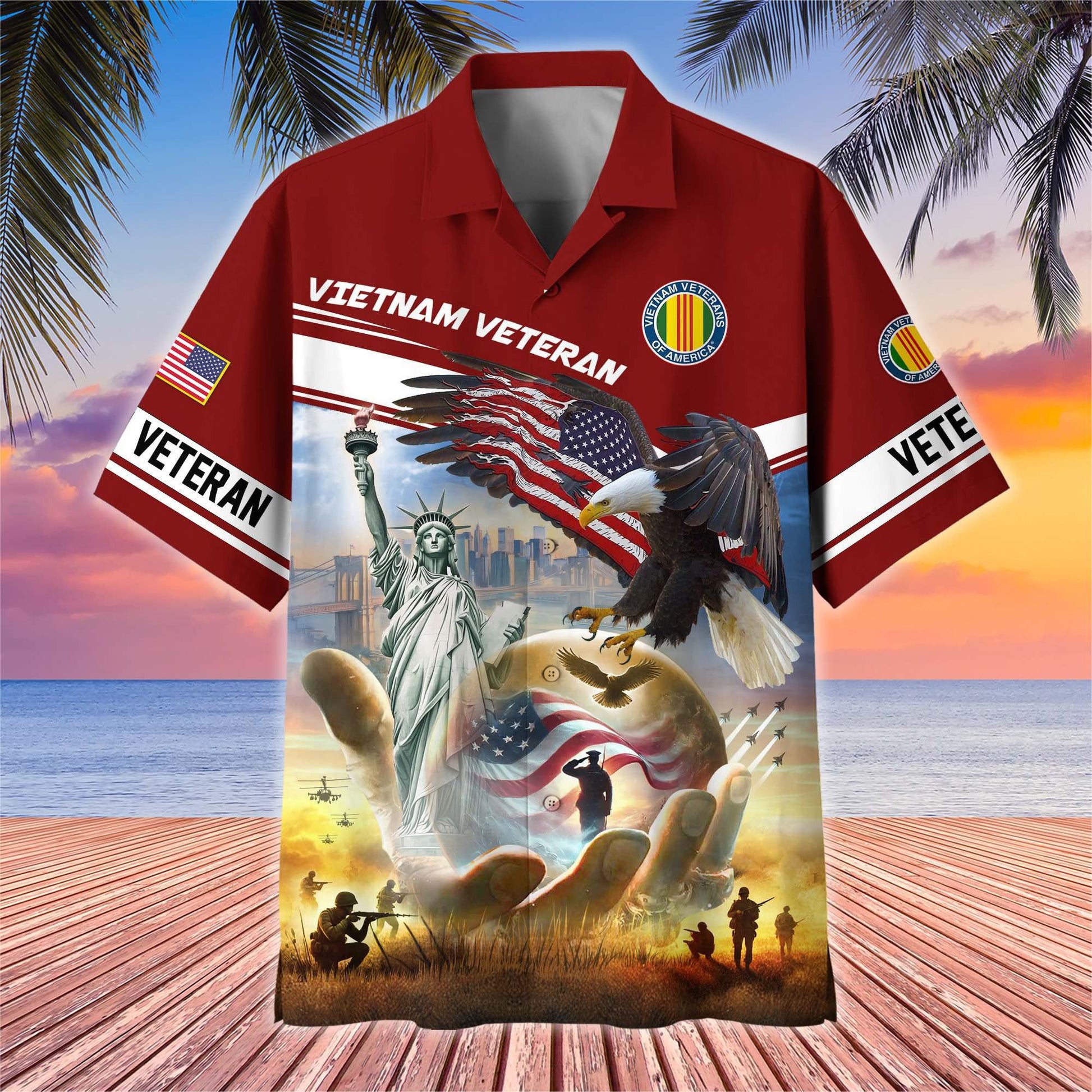 Premium US Veterans Hawaiian Shirt BPHN230513, Gifts For US Veterans, Gifts On Father's Day, Armed Forces Day, Veterans Day.