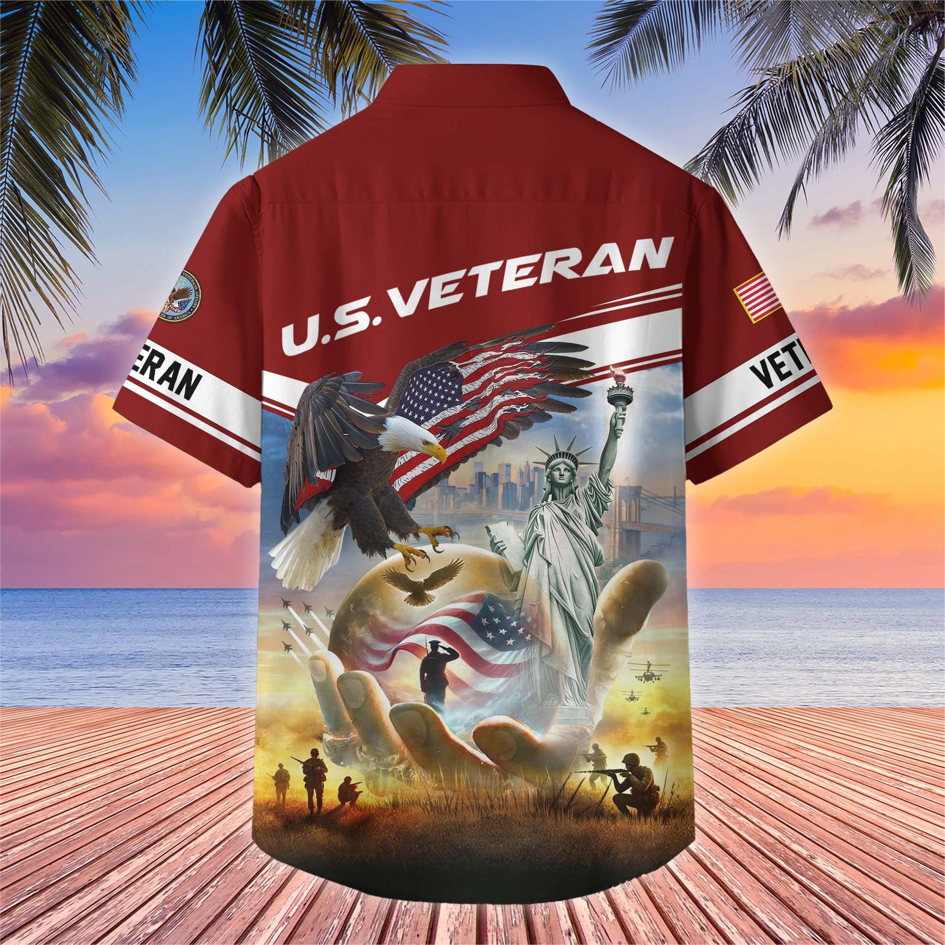 Premium US Veterans Hawaiian Shirt BPHN230513, Gifts For US Veterans, Gifts On Father's Day, Armed Forces Day, Veterans Day.
