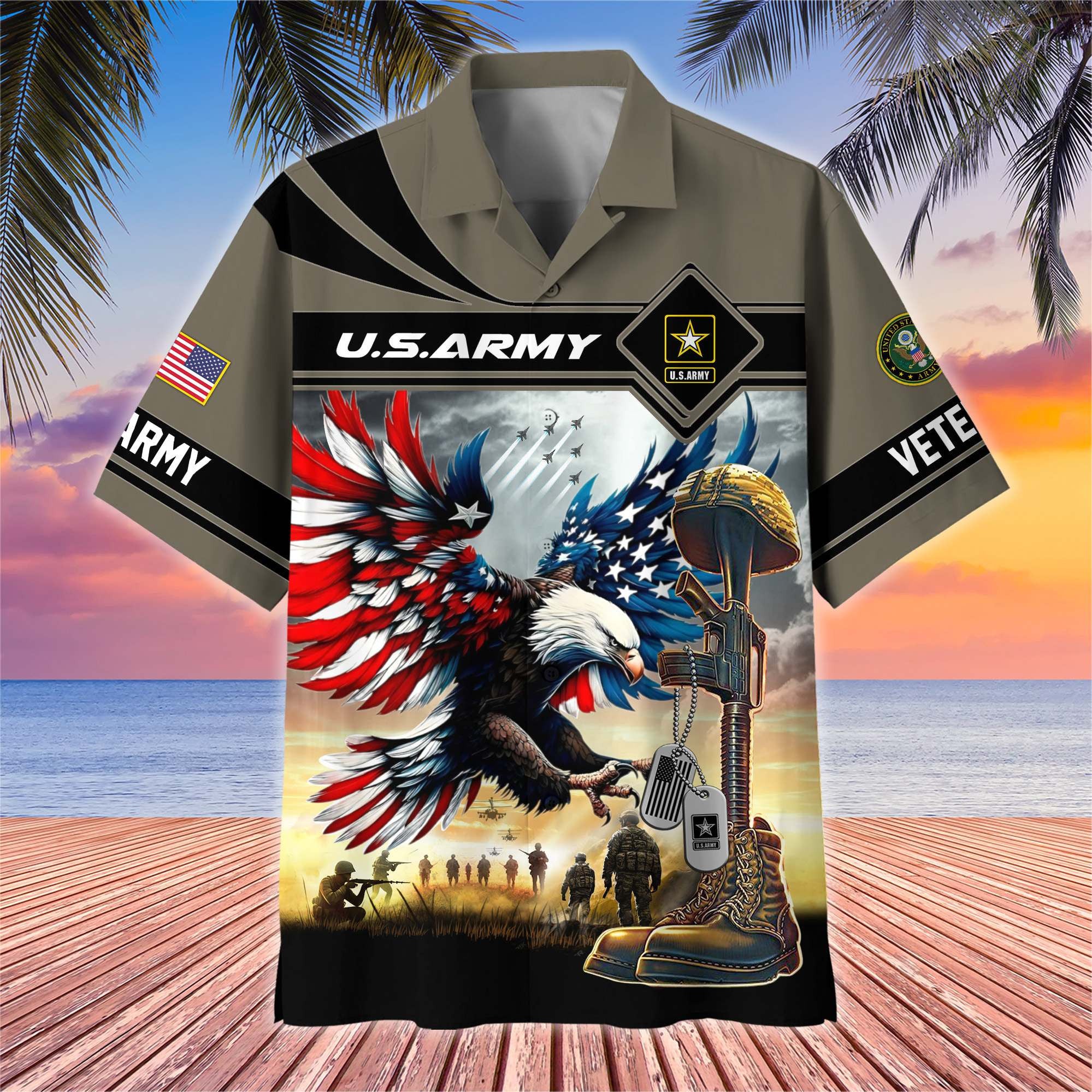 Premium US Veterans Hawaiian Shirt BPHN270512, Gifts For US Veterans, Gifts On Father's Day, Armed Forces Day, Veterans Day.