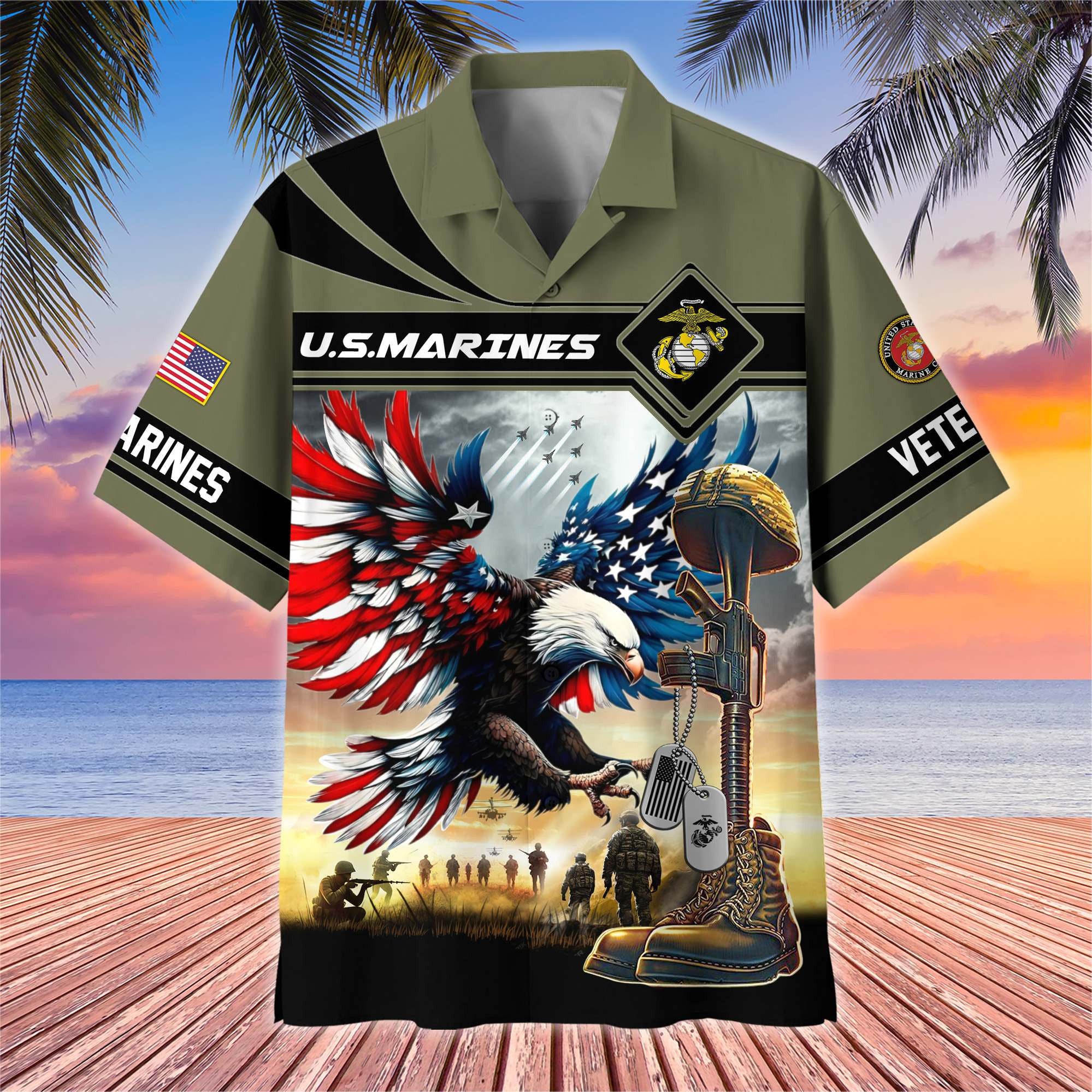 Premium US Veterans Hawaiian Shirt BPHN270512, Gifts For US Veterans, Gifts On Father's Day, Armed Forces Day, Veterans Day.