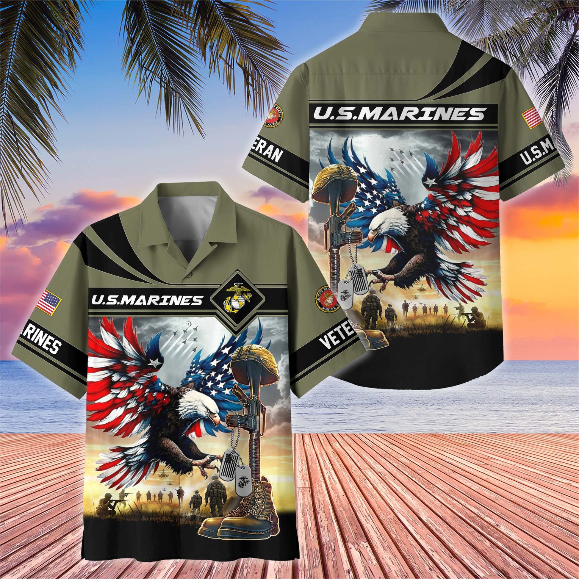 Premium US Veterans Hawaiian Shirt BPHN270512, Gifts For US Veterans, Gifts On Father's Day, Armed Forces Day, Veterans Day.