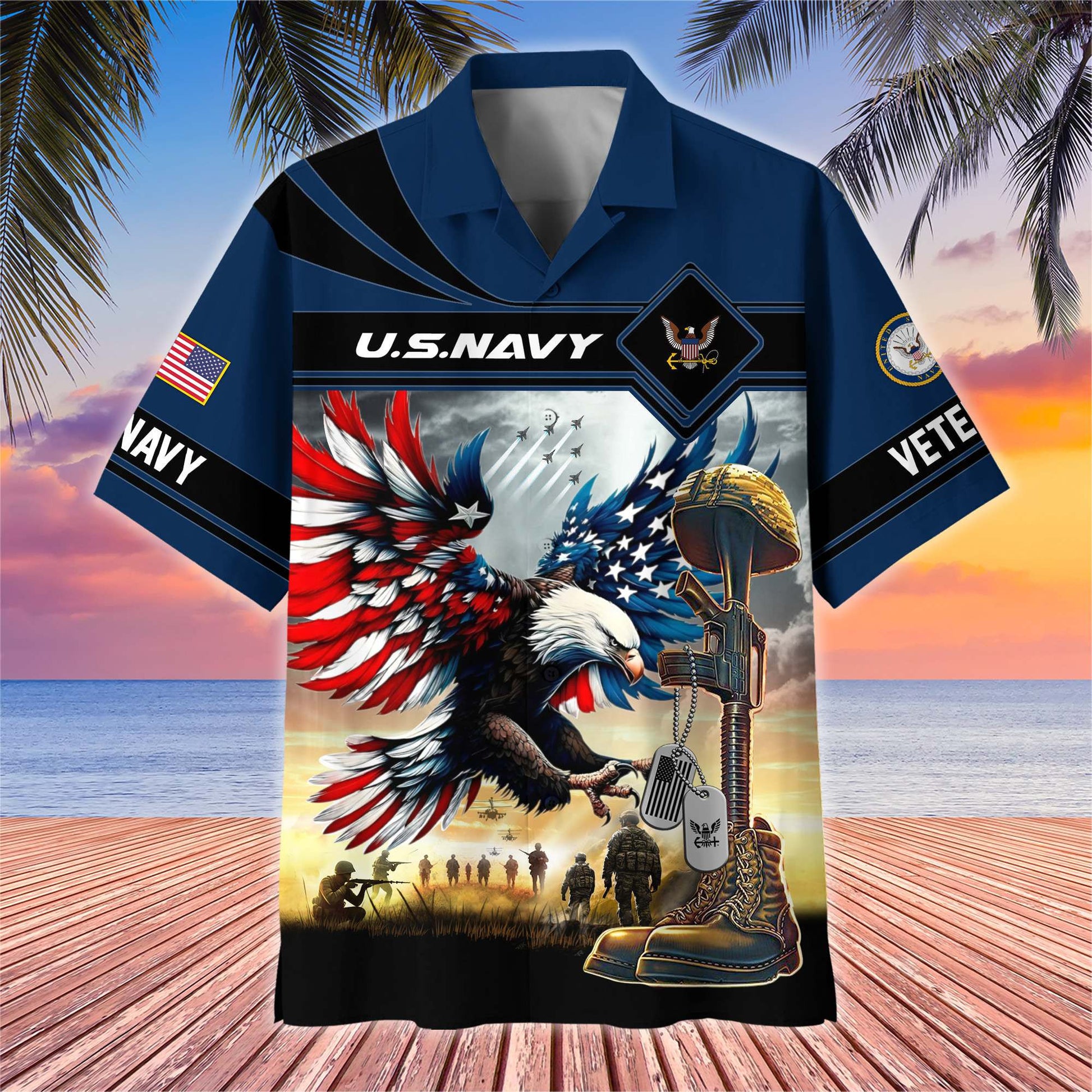 Premium US Veterans Hawaiian Shirt BPHN270512, Gifts For US Veterans, Gifts On Father's Day, Armed Forces Day, Veterans Day.