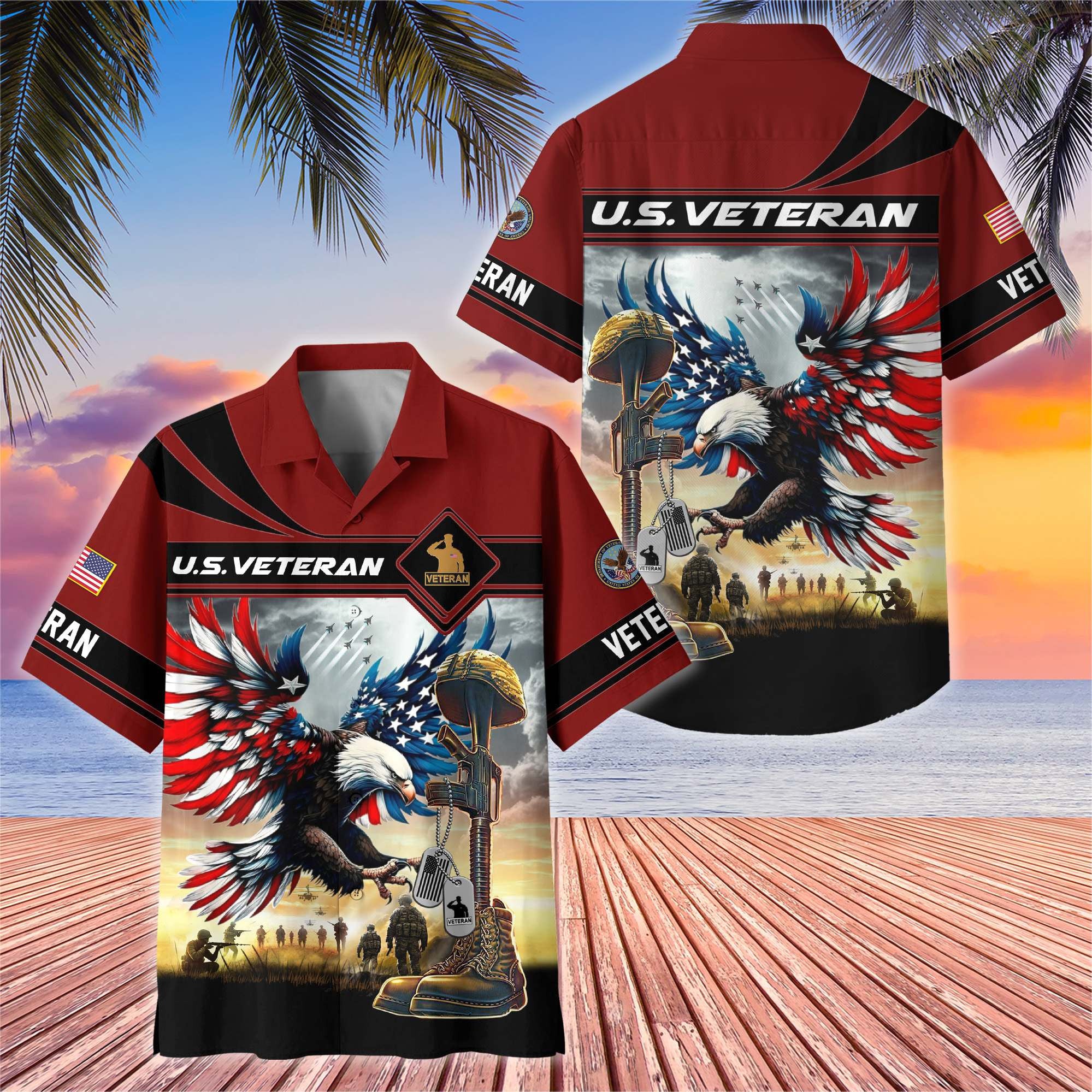 Premium US Veterans Hawaiian Shirt BPHN270512, Gifts For US Veterans, Gifts On Father's Day, Armed Forces Day, Veterans Day.