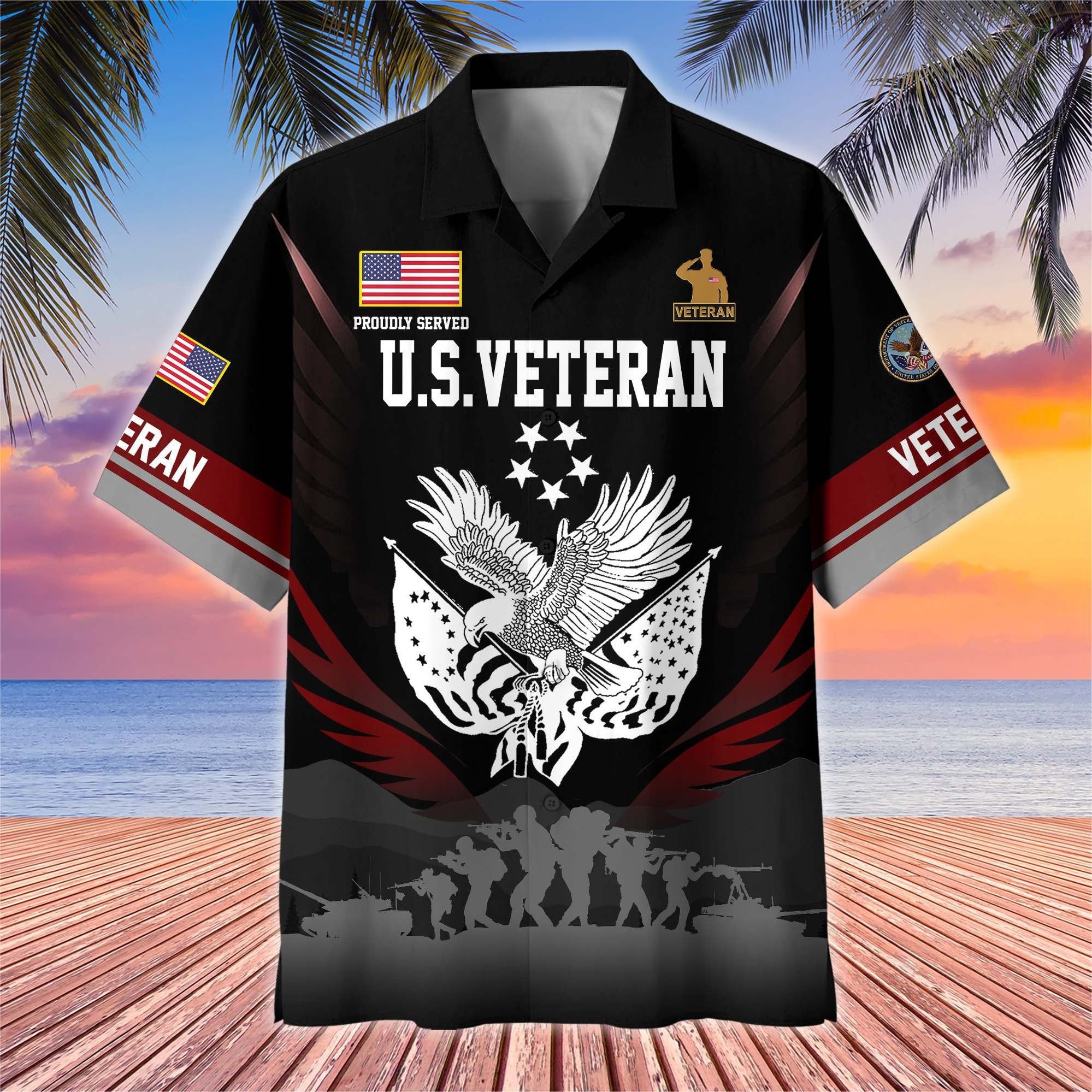 Premium US Veterans Hawaiian Shirt BPHN040612, Gifts For US Veterans, Gifts On Father's Day, Armed Forces Day, Veterans Day.