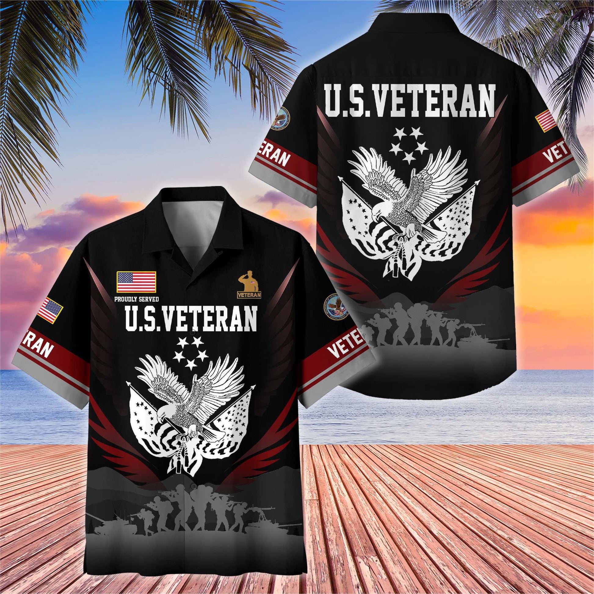 Premium US Veterans Hawaiian Shirt BPHN040612, Gifts For US Veterans, Gifts On Father's Day, Armed Forces Day, Veterans Day.
