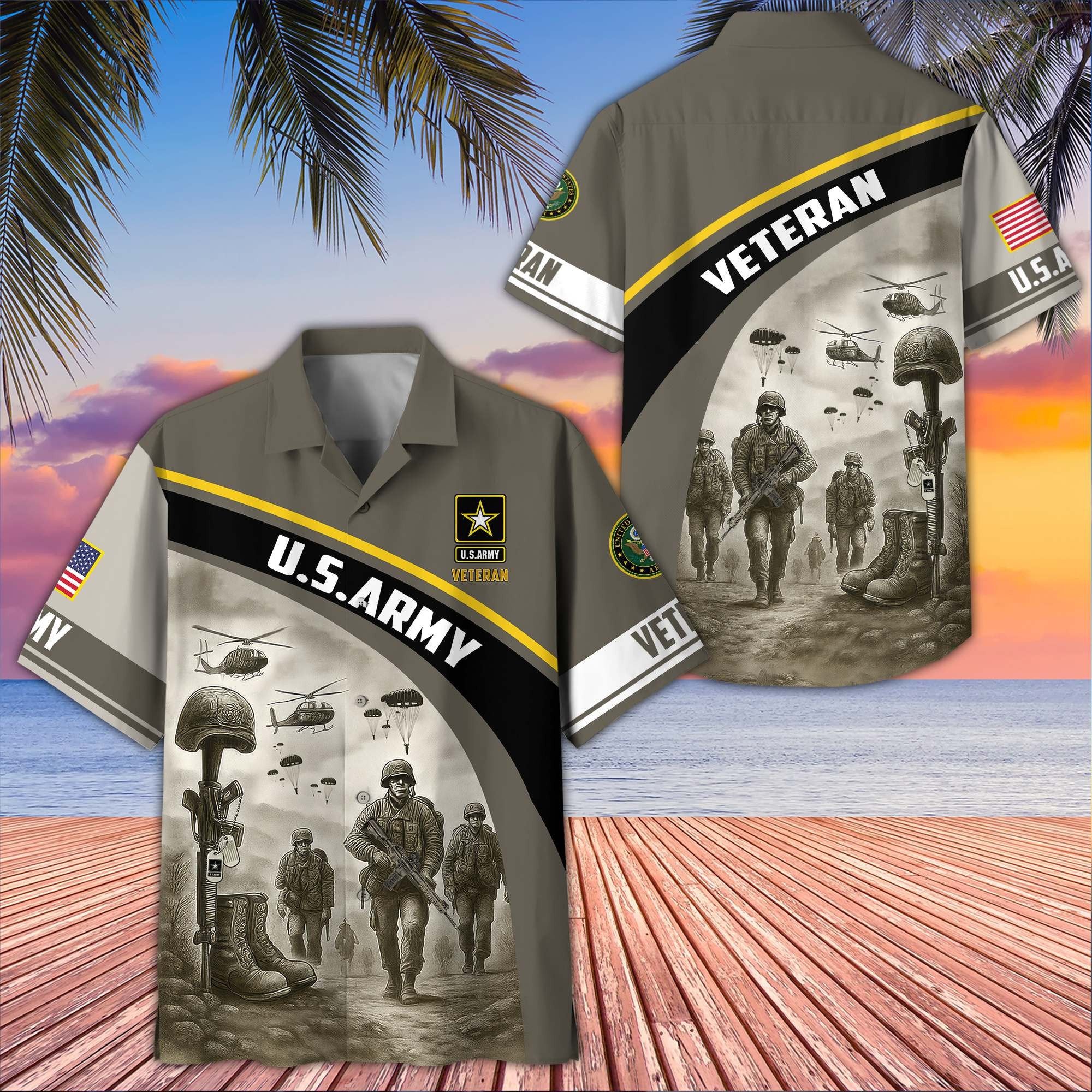 Premium US Veterans Hawaiian Shirt BPVC100404, Gifts For US Veterans, Gifts On Father's Day, Armed Forces Day, Veterans Day.