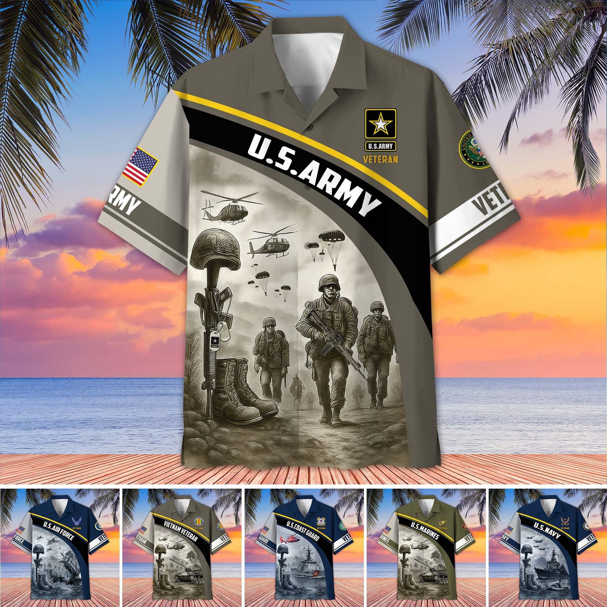 Premium US Veterans Hawaiian Shirt BPVC100404, Gifts For US Veterans, Gifts On Father's Day, Armed Forces Day, Veterans Day.