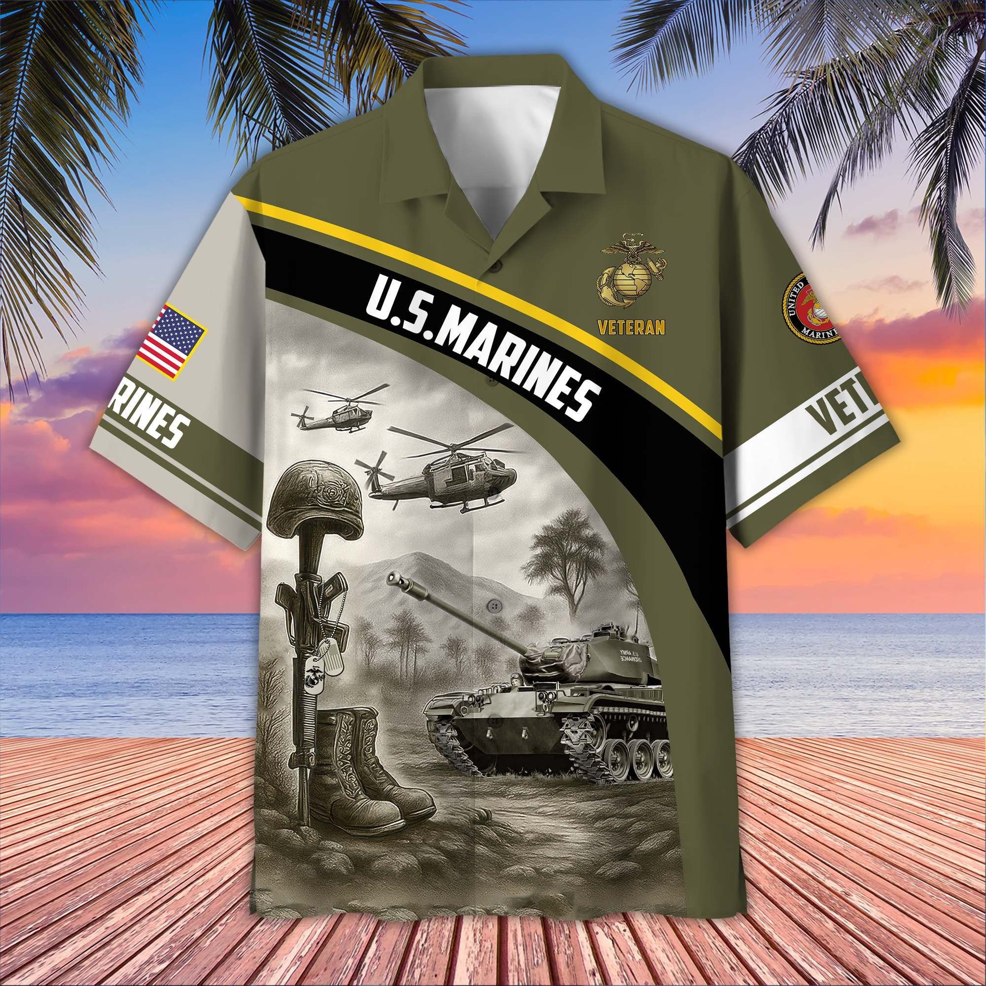 Premium US Veterans Hawaiian Shirt BPVC100404, Gifts For US Veterans, Gifts On Father's Day, Armed Forces Day, Veterans Day.