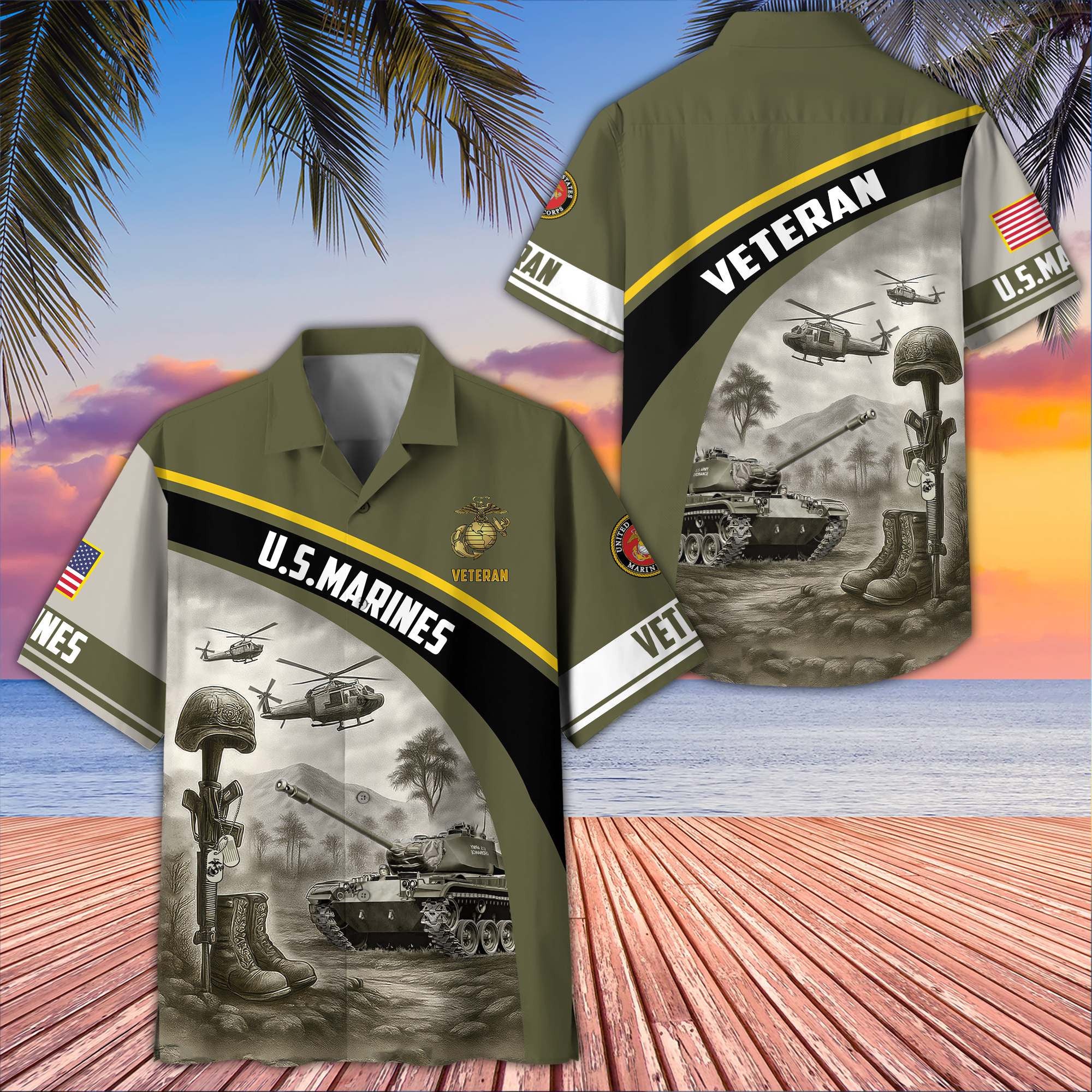 Premium US Veterans Hawaiian Shirt BPVC100404, Gifts For US Veterans, Gifts On Father's Day, Armed Forces Day, Veterans Day.