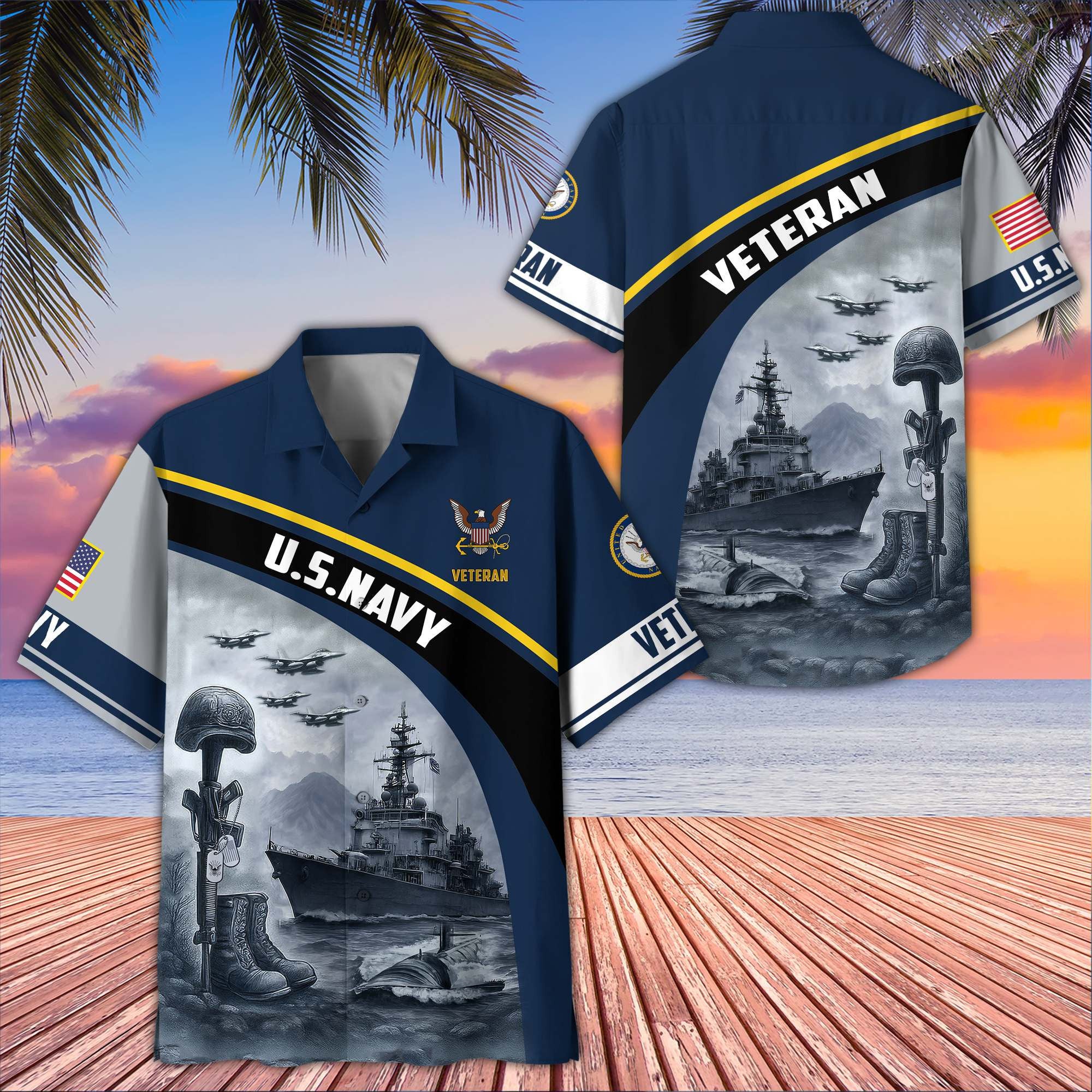 Premium US Veterans Hawaiian Shirt BPVC100404, Gifts For US Veterans, Gifts On Father's Day, Armed Forces Day, Veterans Day.