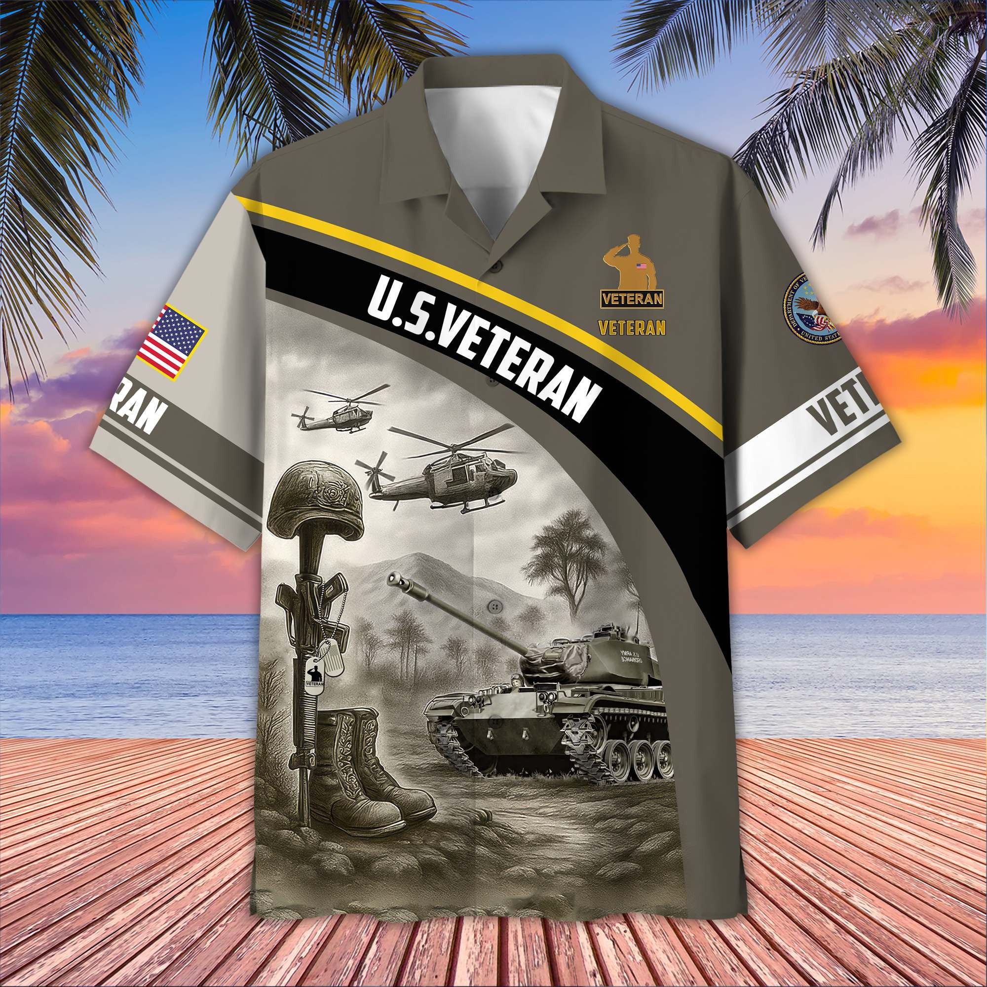Premium US Veterans Hawaiian Shirt BPVC100404, Gifts For US Veterans, Gifts On Father's Day, Armed Forces Day, Veterans Day.