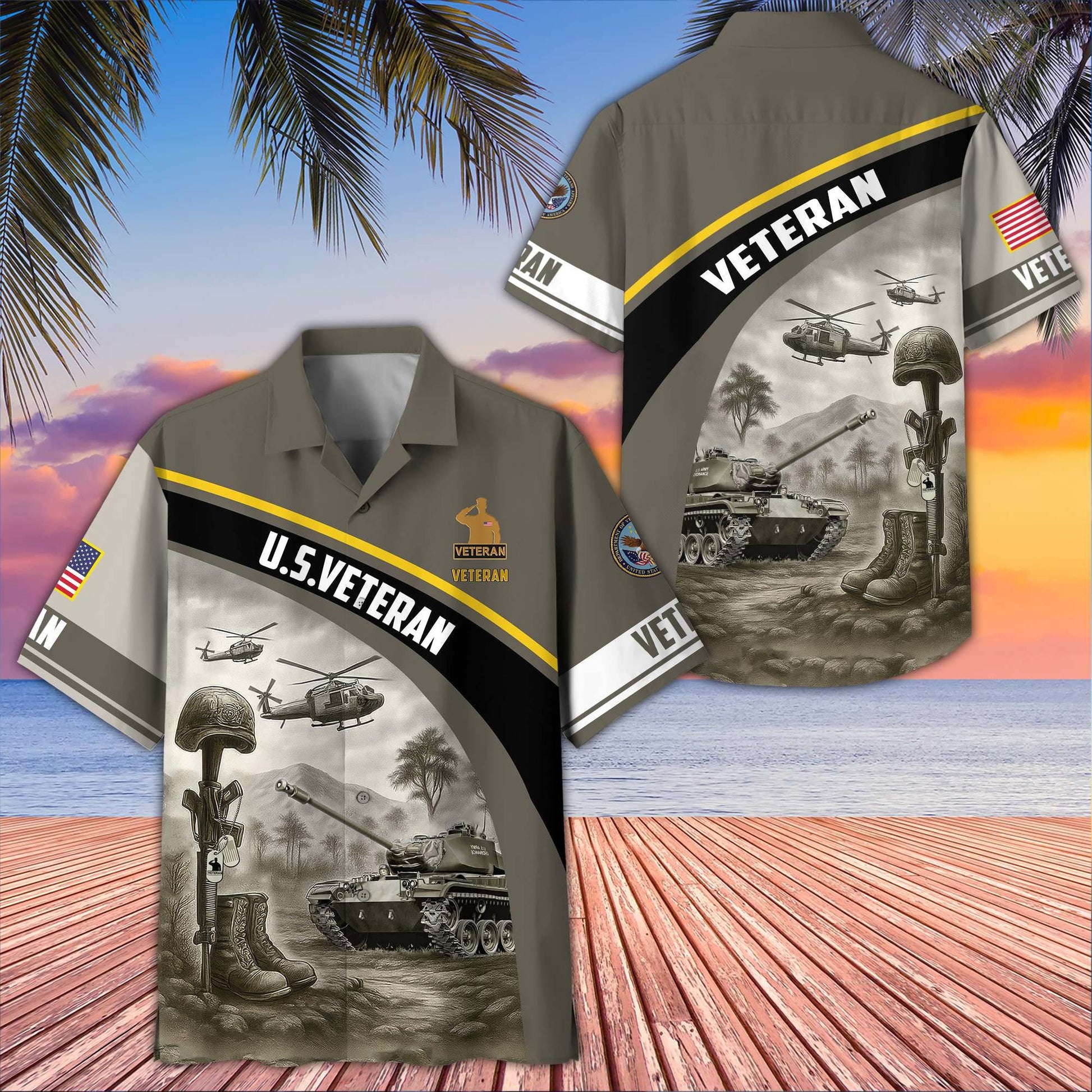 Premium US Veterans Hawaiian Shirt BPVC100404, Gifts For US Veterans, Gifts On Father's Day, Armed Forces Day, Veterans Day.