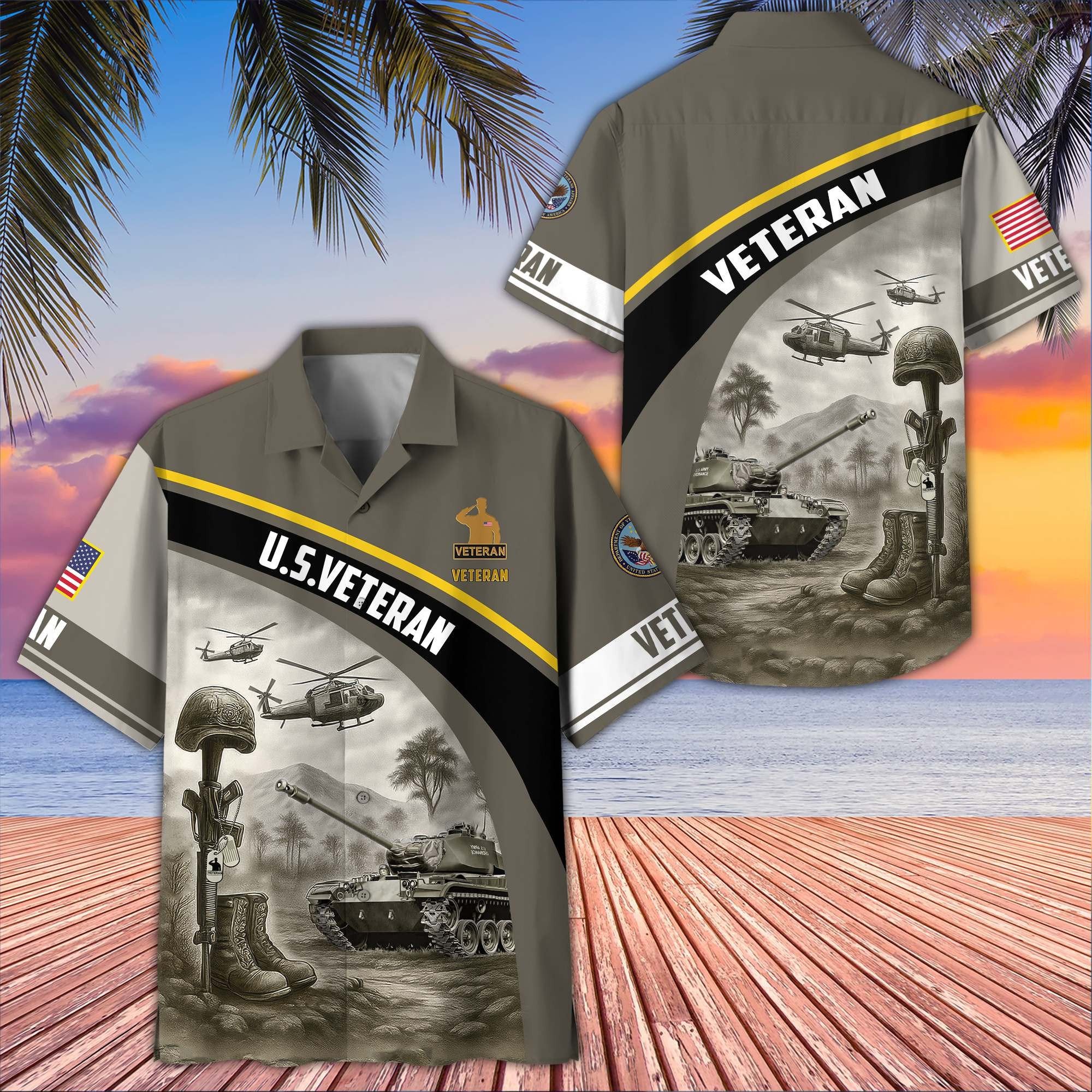 Premium US Veterans Hawaiian Shirt BPVC100404, Gifts For US Veterans, Gifts On Father's Day, Armed Forces Day, Veterans Day.