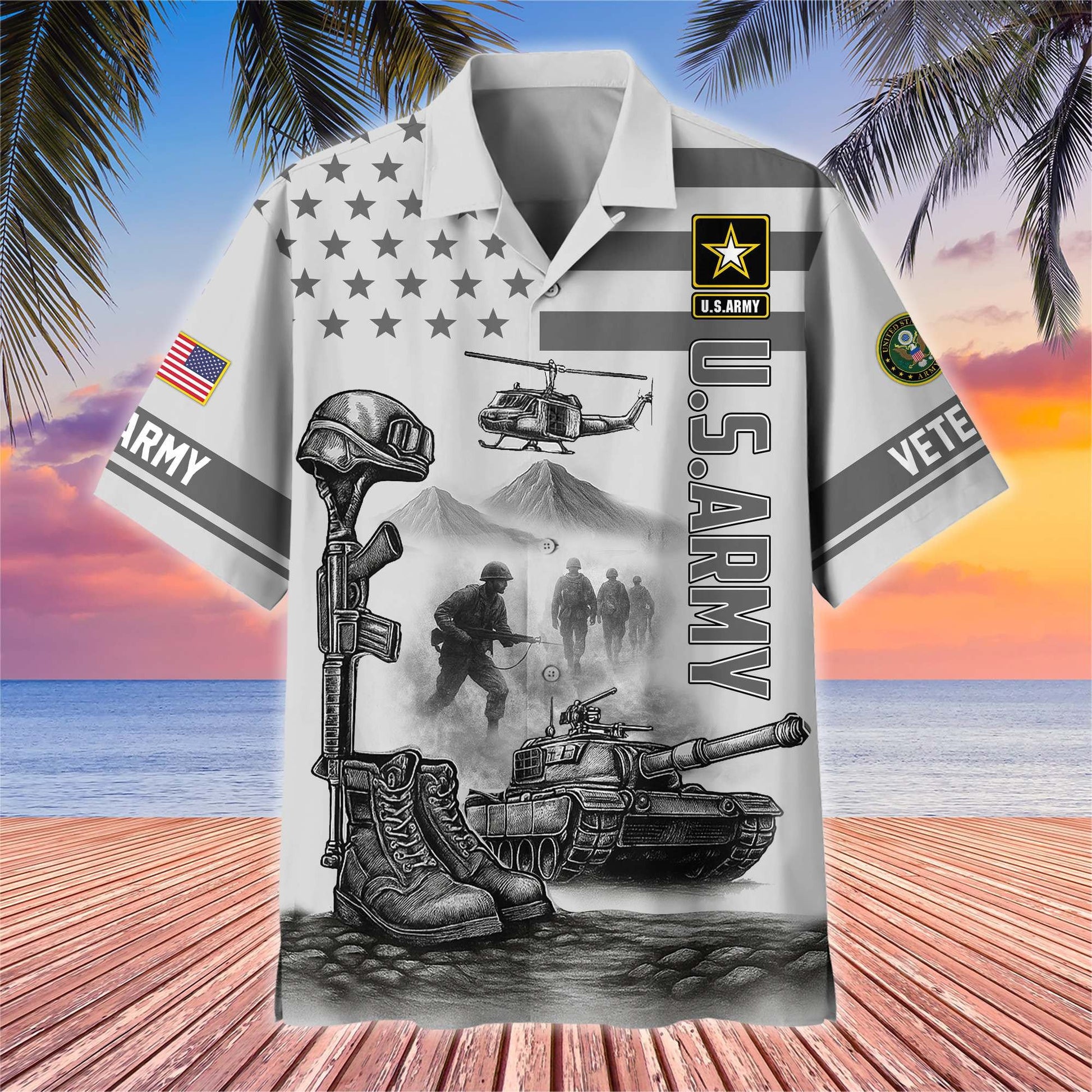 Premium US Veterans Hawaiian Shirt BPHN060612, Gifts For US Veterans, Gifts On Father's Day, Armed Forces Day, Veterans Day.